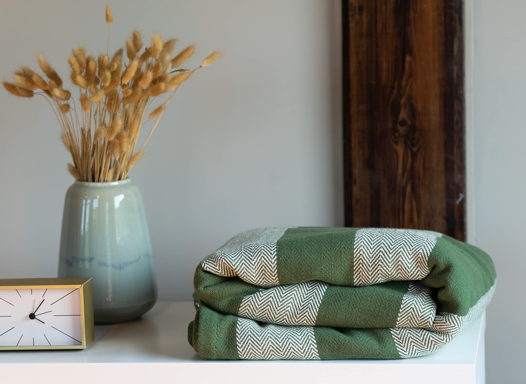 Magnolia Organics Cotton Blanket - Full/Queen Size, Vineyard Green, Soft & Breathable for All Seasons - Perfect for Bed, Sofa, or Outdoor Picnics