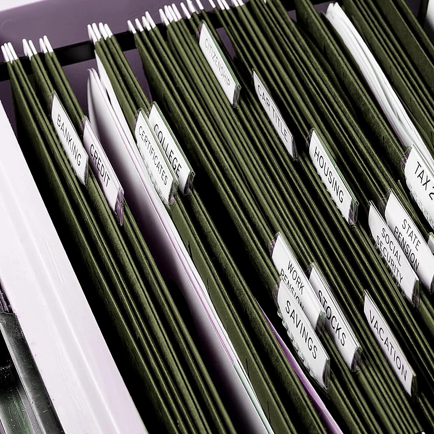 RAZCC 60 Pack Reinforced Hanging File Folders - Legal Size for Bulky Files, Adjustable Tabs, Green - Perfect for Office Filing Cabinets, Document Organization & Home Office Storage