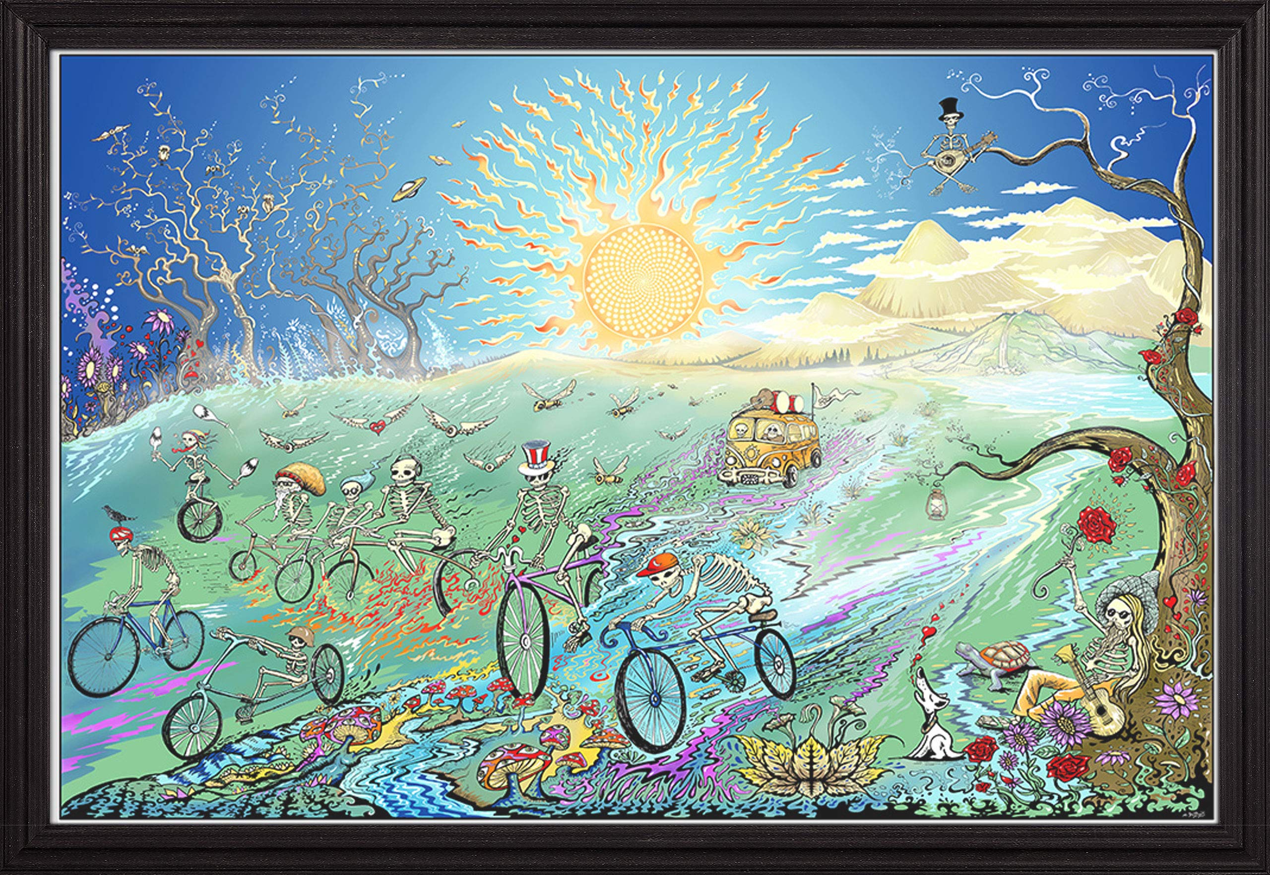 Frame USA Grateful Dead Summer Tour Poster - 36x24 Inches Grande Black Picture Frame - Vintage Rock Band Wall Art for Home Decor, Music Room & Man Cave