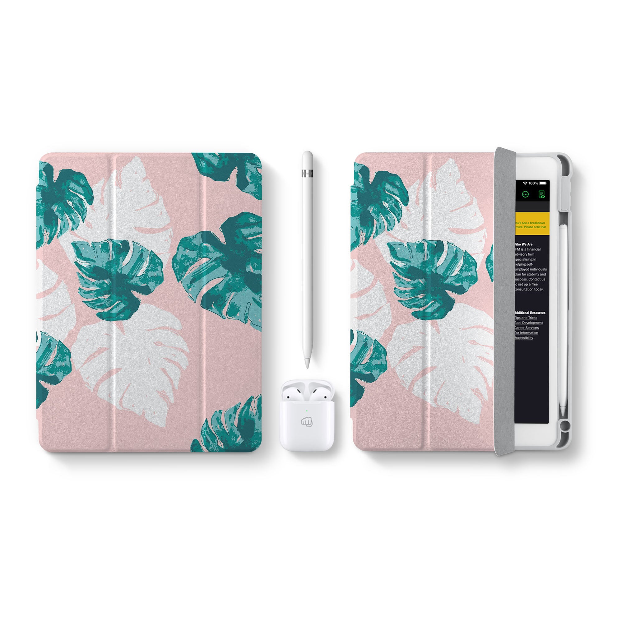 iPad 360 Elite Case - Shockproof Protective Cover with Pink Flower Design for iPad Air/Pro, Perfect for Work, School & Travel