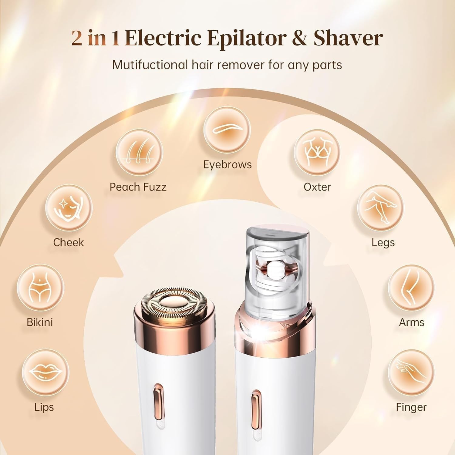 HeroEpilator Facial Hair Remover for Women - 7-in-1 Electric Razor & Painless Body Shaver - 2024 Upgraded Pink Hair Removal Device for Face, Legs, Arms & Bikini Line - Perfect for Travel & Daily Grooming