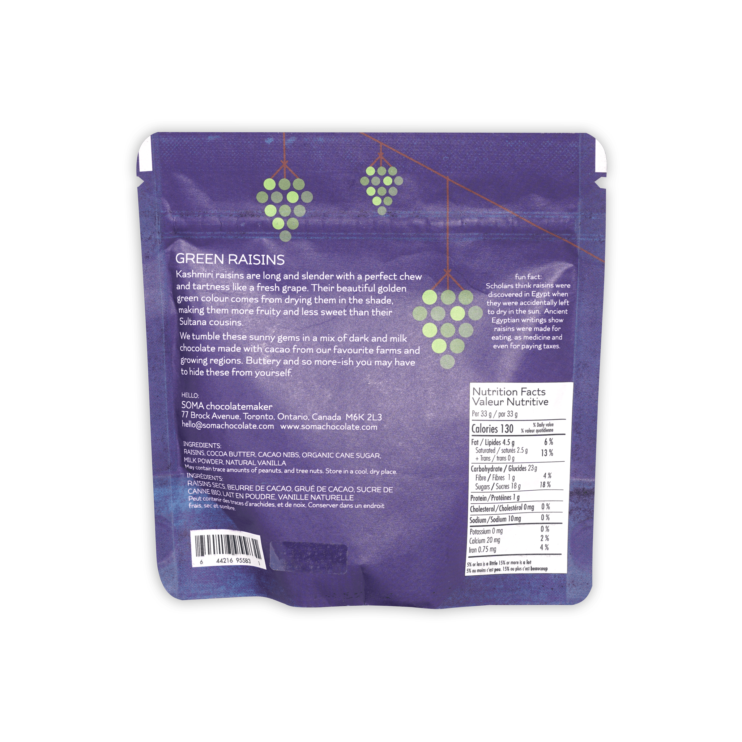 Organic Soma Milk Chocolate Covered Green Raisins - Healthy Snack for Kids & Adults - Perfect for Lunch Boxes, Office Snacks & Party Treats