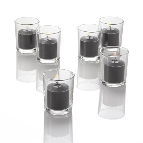 Richland Set of 144 Black Votive Candles with Glass Holders - Perfect for Weddings, Parties & Home Decor