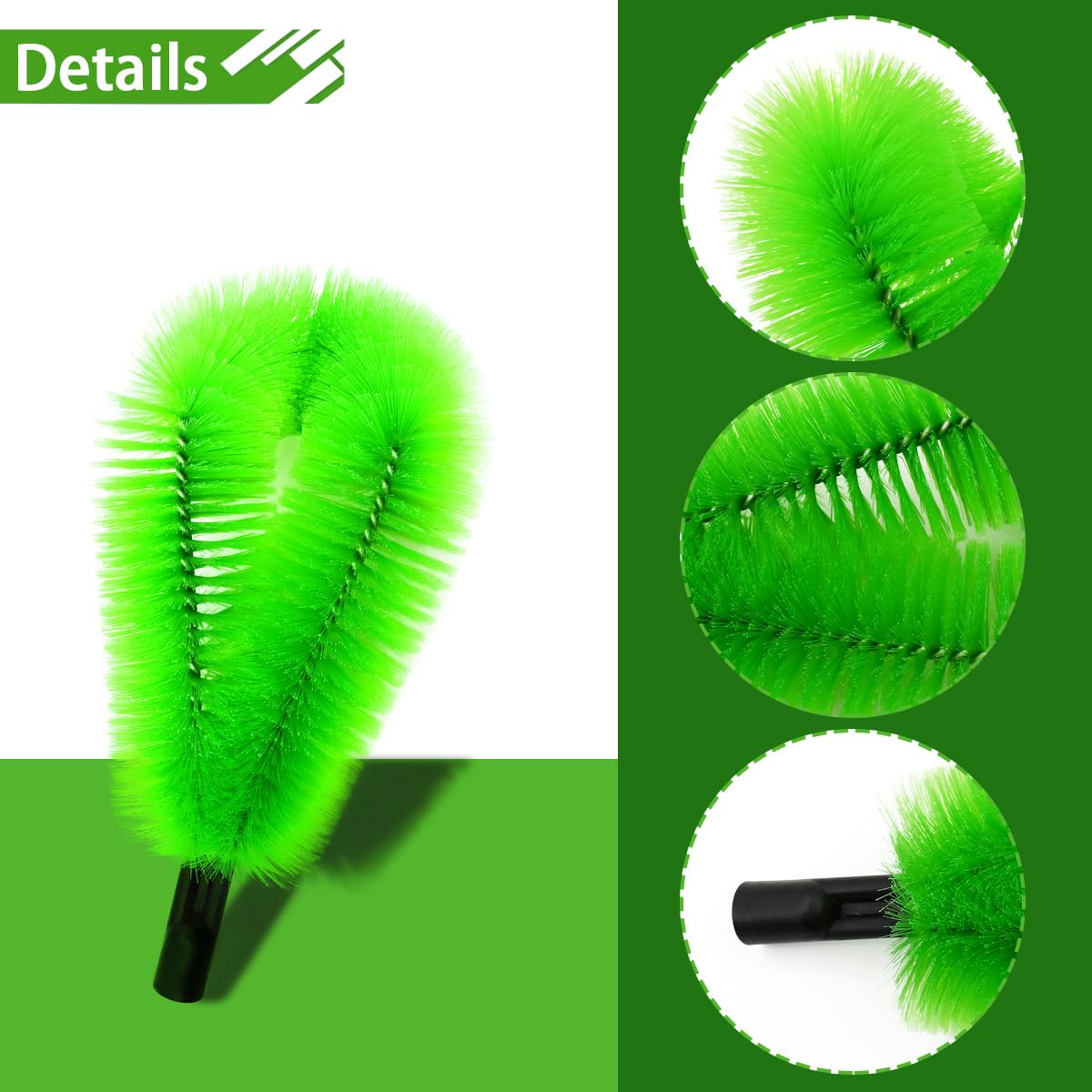2 Pack Gutter Cleaning Brush with 2 Replaceable Heads - 0.75 Inch (19mm) Threaded Adapter - Easy Ground-Level Leaf Removal Tool for Roof Gutters | Perfect for Home Maintenance, DIY Roof Cleaning & Seasonal Gutter Care