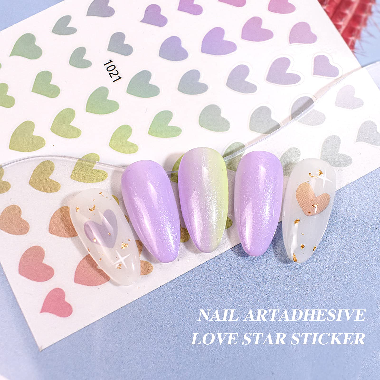 12 Sheets 3D Heart & Star Nail Art Stickers - Self-Adhesive Nail Decals for Women (Gold, Silver, Black, White) - Perfect for Valentine's Day, Prom, Parties & Nail Salon Decorations
