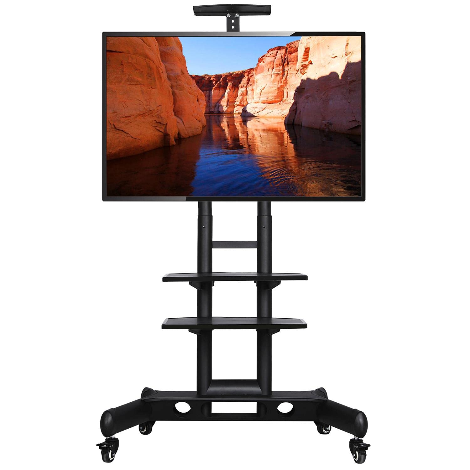 Topeakmart Universal Rolling TV Stand with Mount for 32-75 Inch Flat Screen TVs - Mobile TV Cart Console for LED LCD Plasma Panels up to 110 lbs - Perfect for Living Room, Bedroom, or Office Use