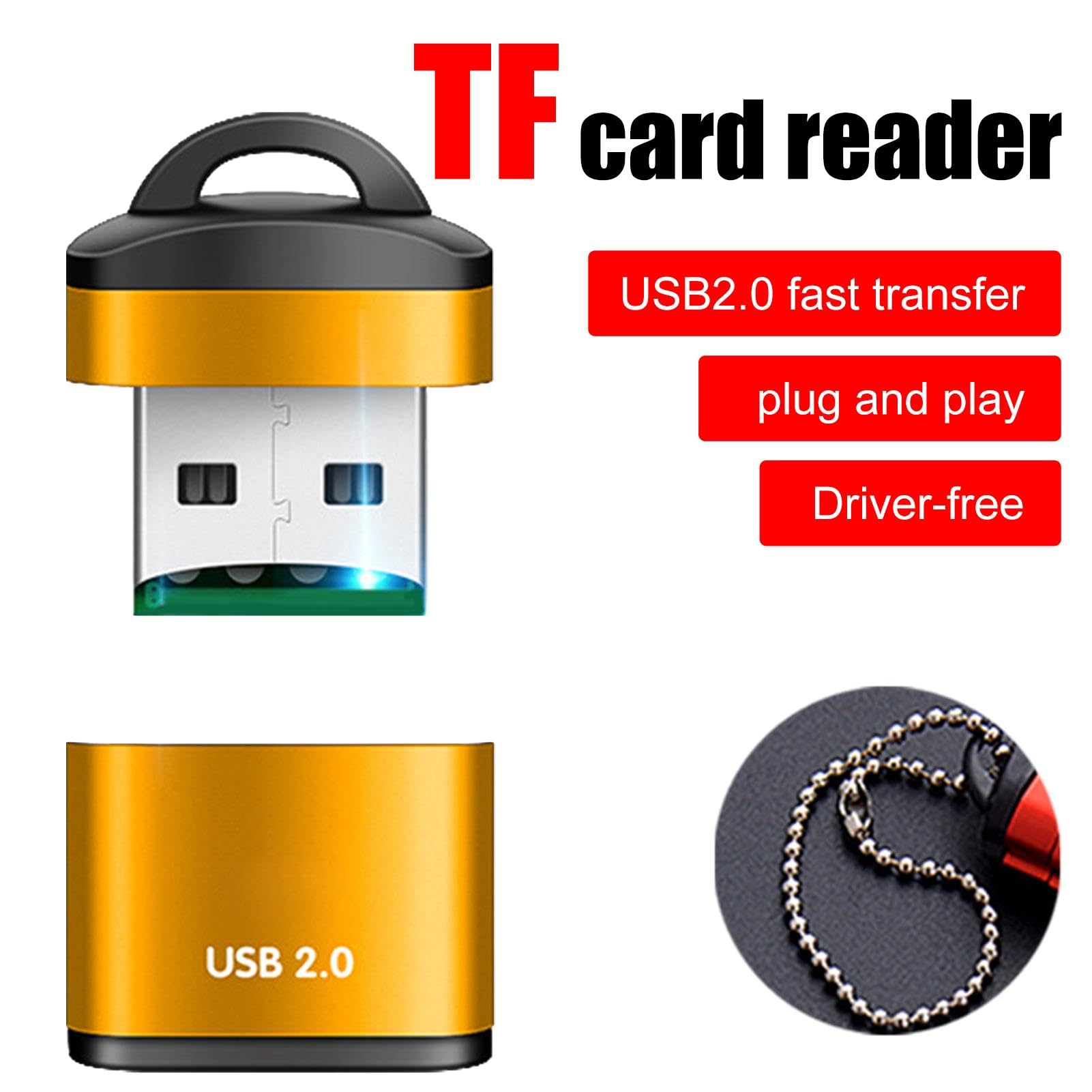 High-Speed USB 2.0 Card Reader - TF/Micro SD Memory Card Adapter for Computer, Laptop, Car, Speaker | Portable USB Flash Drive for Photos, Videos & Data Transfer | Perfect for Travel, Office & Home Use