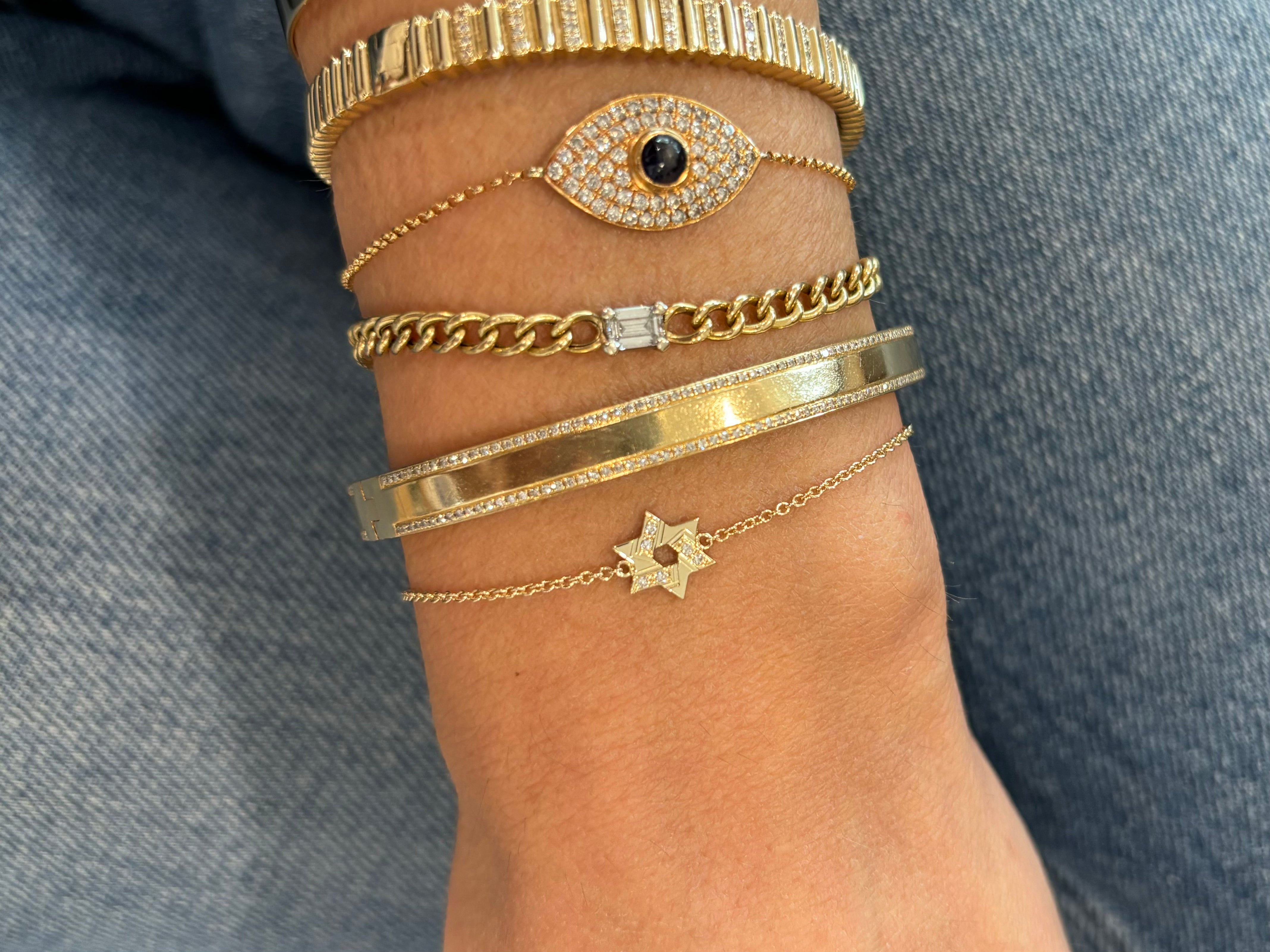 Jamie & Gold Jewish Star Bracelet - Elegant Sterling Silver Star of David Charm Bracelet for Women - Perfect for Hanukkah, Bat Mitzvah & Everyday Wear