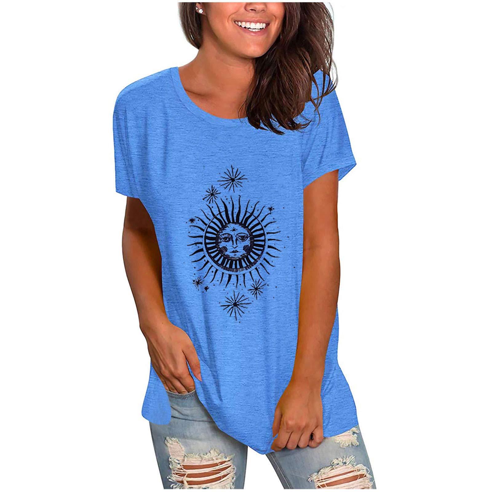 Women's Casual O-Neck Printed Short Sleeve Loose Fit T-Shirt - Comfortable Summer Blouse for Everyday Wear, Outings & Street Fashion