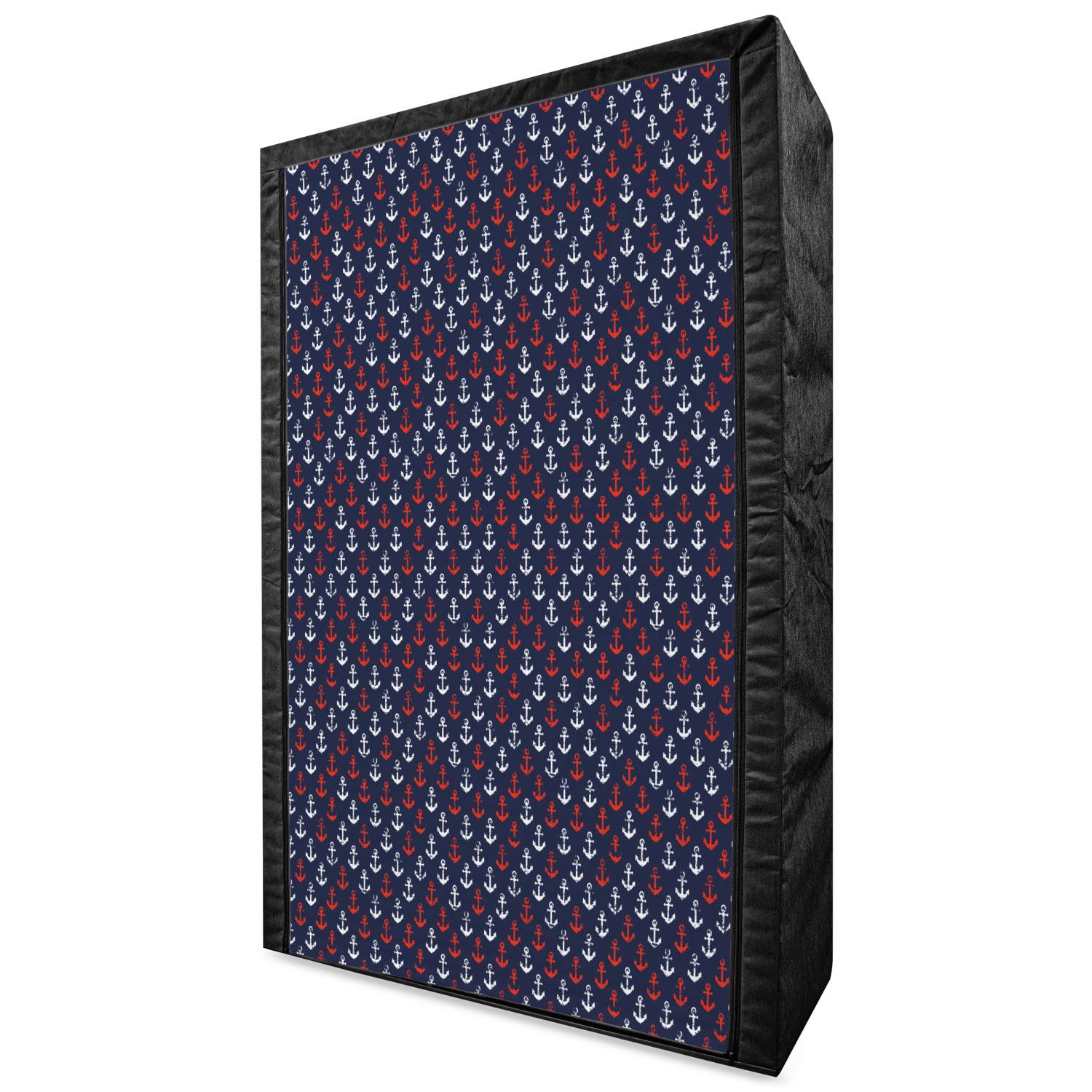 Ambesonne Anchor Portable Fabric Wardrobe - Abstract Sea Theme Grunge Marine Design, 42.5