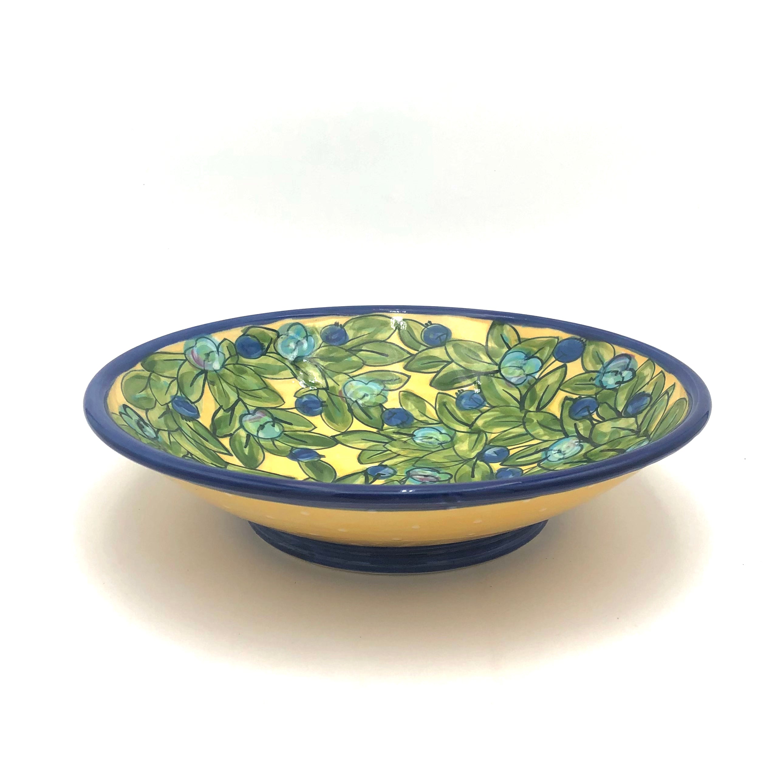 Susan & Peter Stark Yellow Shallow Ceramic Bowl - Perfect for Serving Salads, Soups, and Desserts | Elegant Tableware for Dining & Entertaining