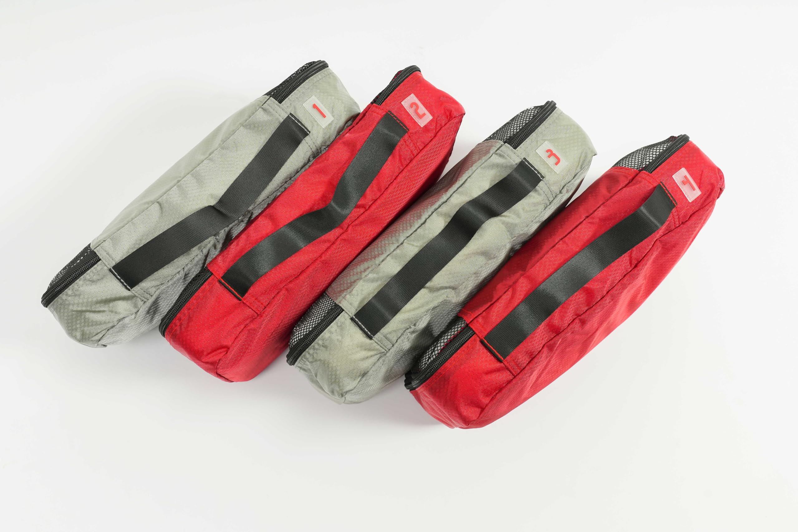 4-Piece Medium Packing Cubes for Travel - Luggage Organizer Set with Numbered & Color-Coded System - Dual Zipper Compartments, Top Handle (Red & Grey) - Perfect for Carry-On Suitcases, Backpacks & Business Trips