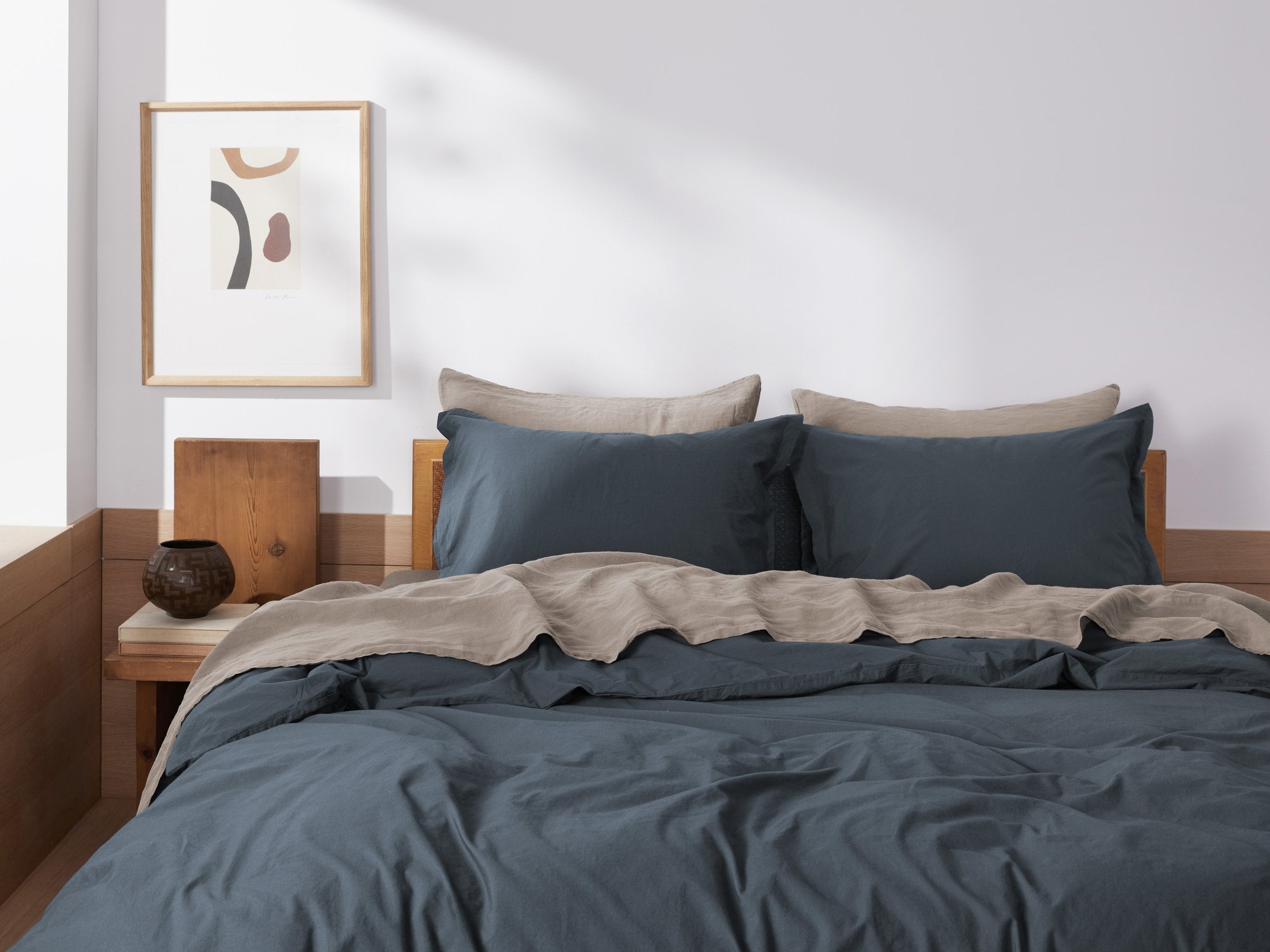 Premium Brushed Cotton Pillow Sham Set - Soft & Breathable Bedding for Ultimate Comfort | Perfect for Master Bedroom, Guest Room & Cozy Home Decor (Dusk Blue)