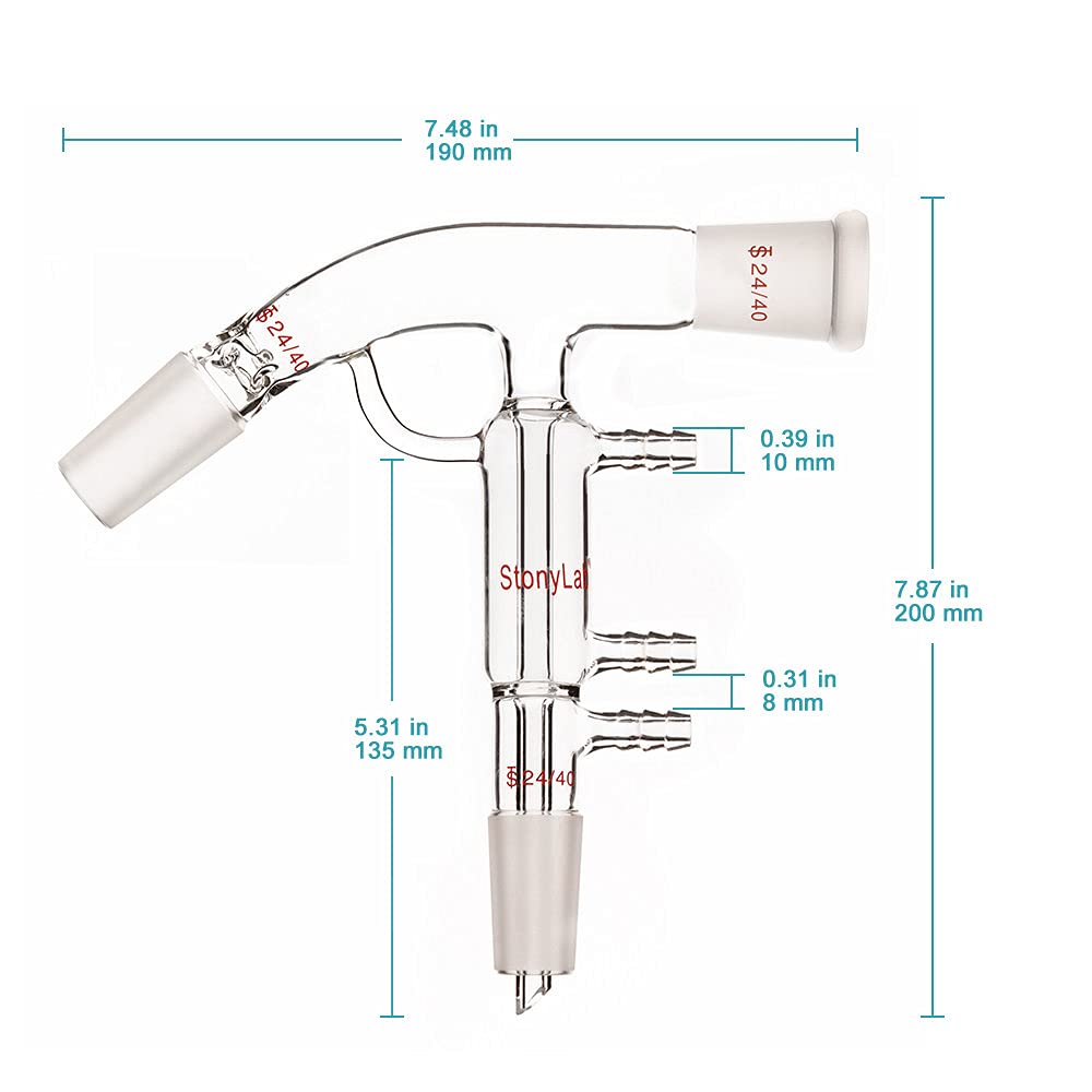 Stonylab Borosilicate Glass Short Path Distillation Kit - 24/40 Joints & Hose Connections - Lab Distilling Apparatus for Essential Oils, CBD Extraction & Chemistry Experiments - Perfect for Home Labs & Professional Research Facilities