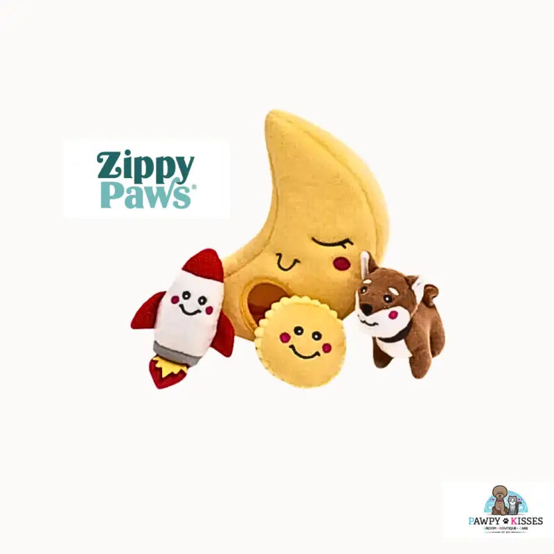 ZippyPaws Burrow To The Moon ZP1041 - Interactive Hide & Seek Plush Dog Toy for Small & Medium Breeds - Perfect for Indoor Play, Training & Bonding with Your Pet