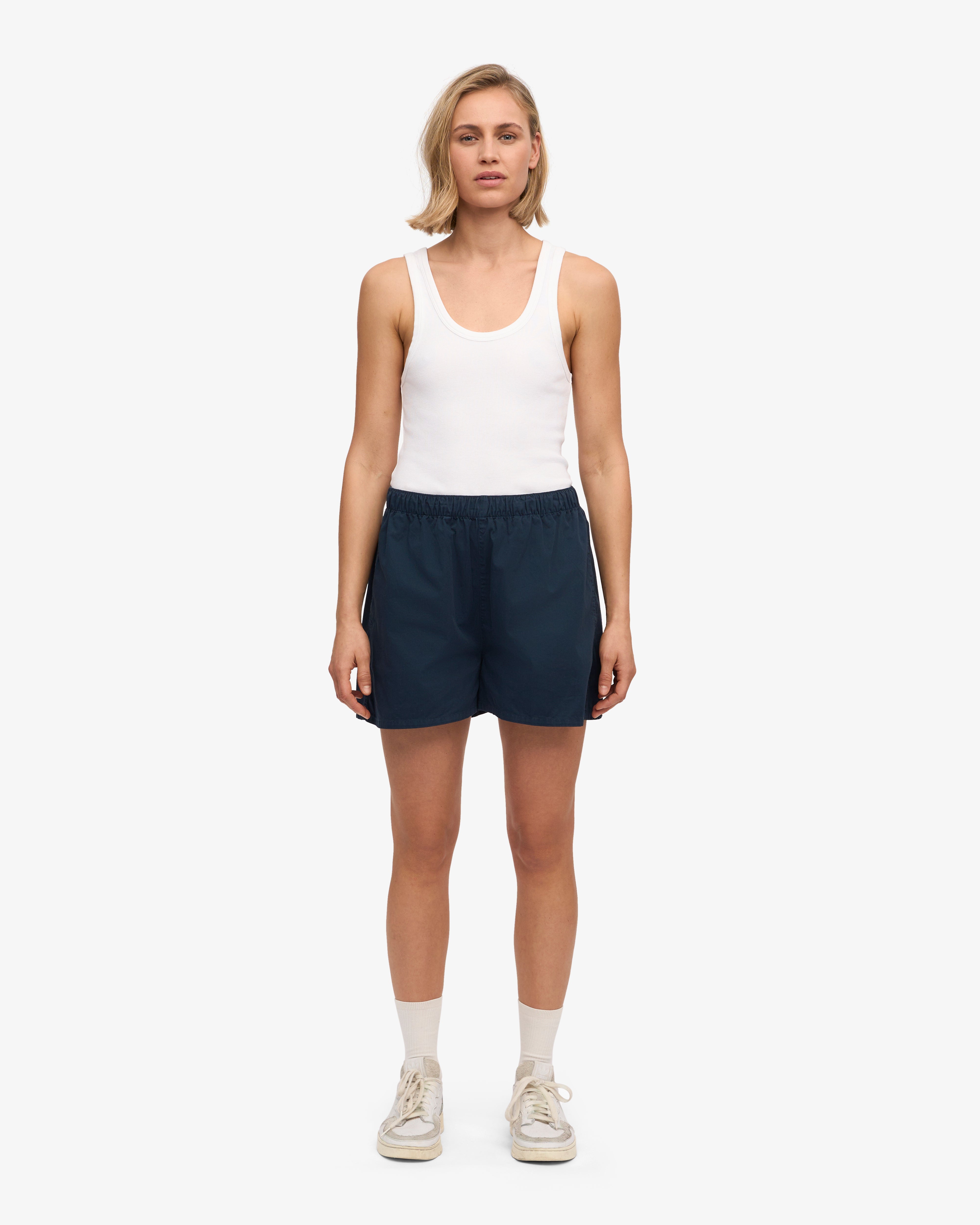 Organic Cotton Women's Twill Shorts - Navy Blue | Comfortable & Breathable for Summer, Travel & Casual Wear