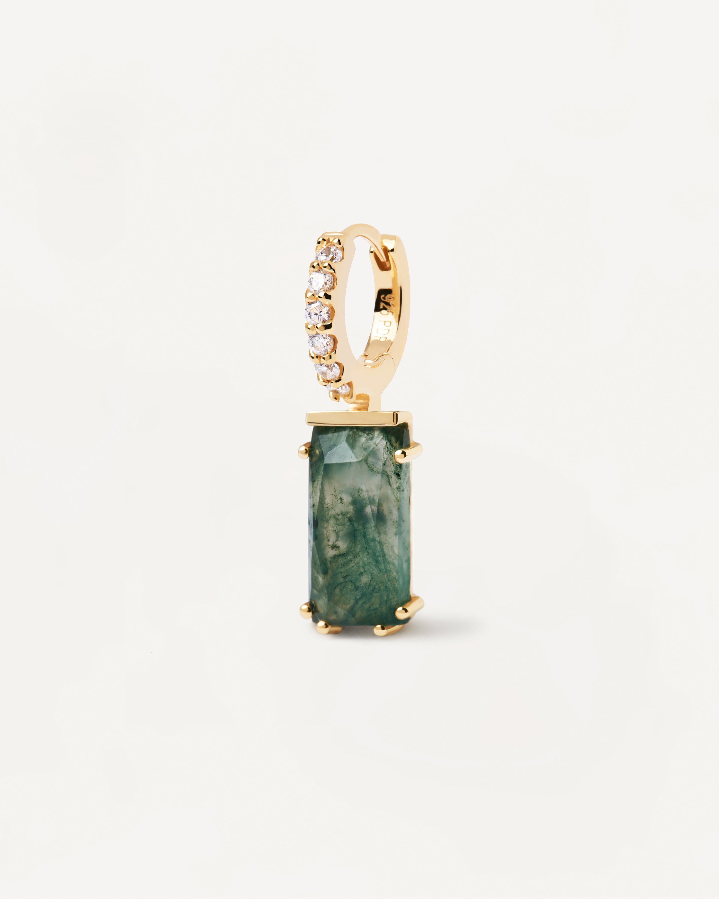 Kaori Moss Agate Single Earring - Natural Stone Dangle Earring for Women - Perfect for Boho Style, Everyday Wear & Special Occasions