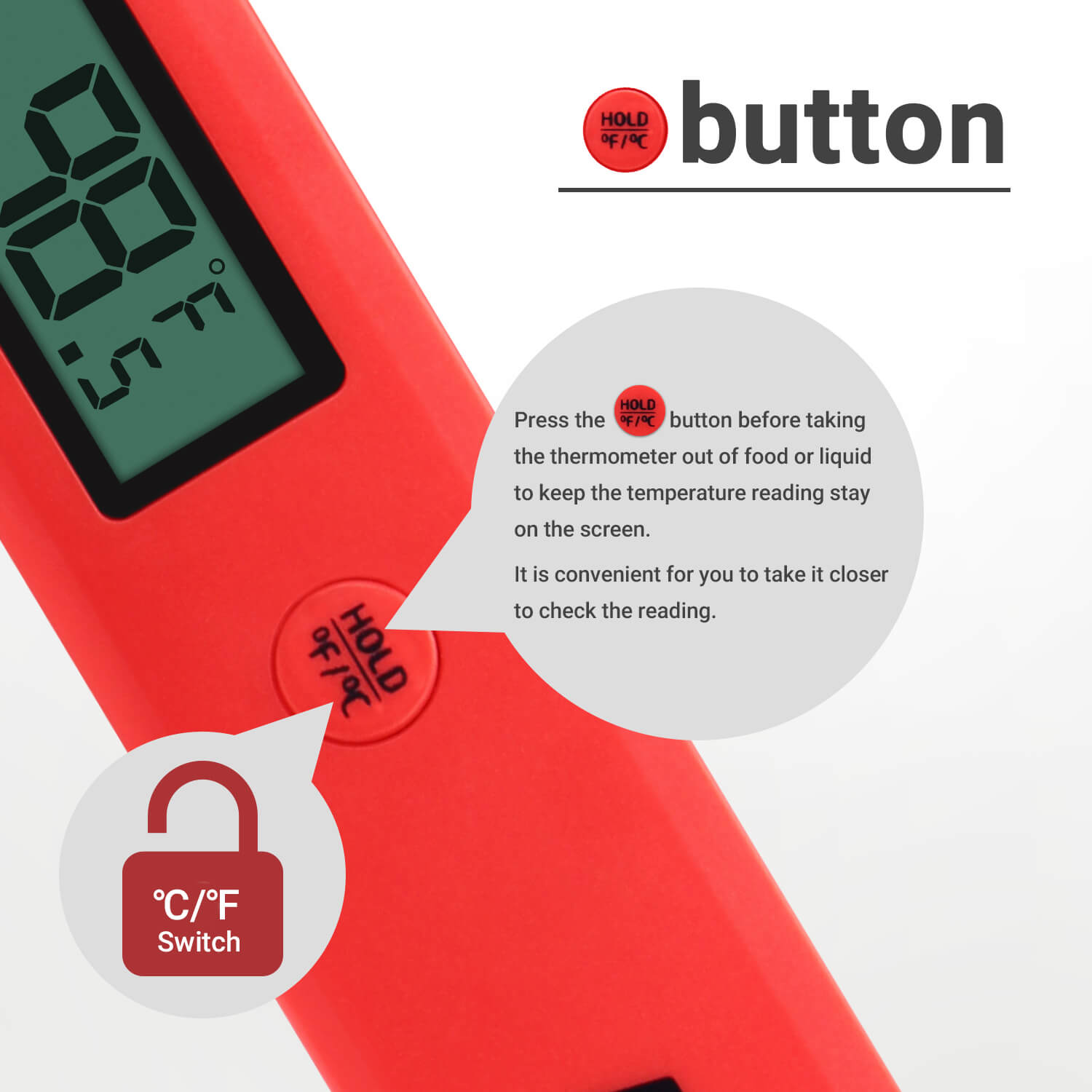 Inkbird BG HH1C Foldable Digital Instant Read Cooking Food Thermometer - Fast & Accurate Meat, Grill, BBQ, Candy, Baking Thermometer for Kitchen, Outdoor, and Home Use