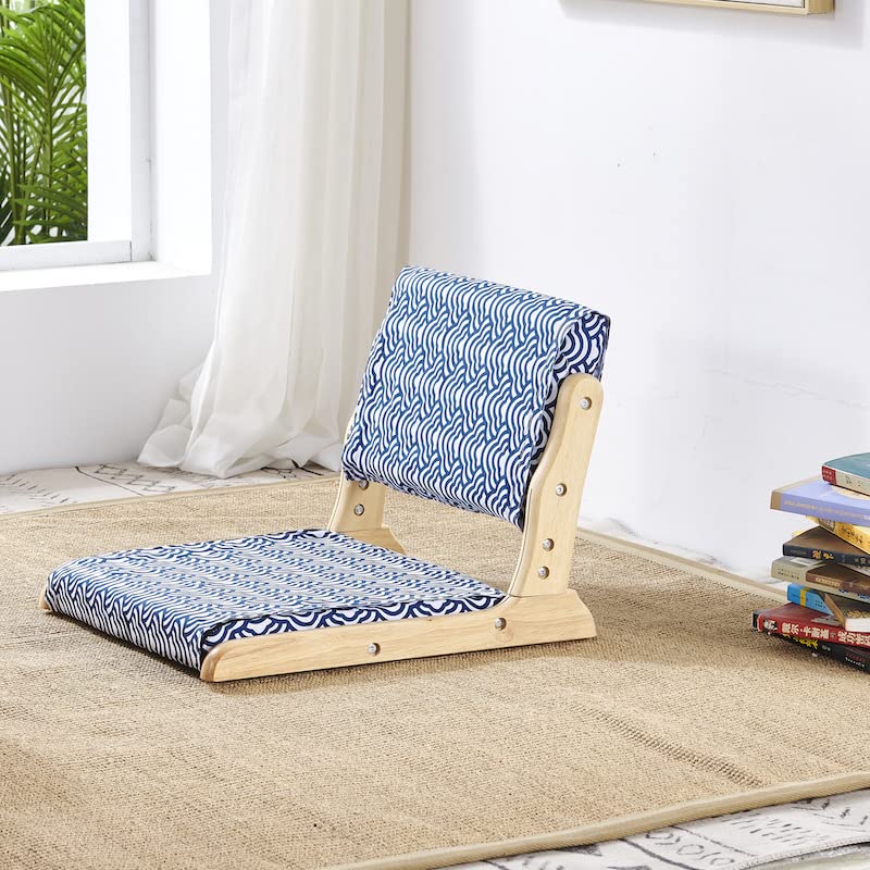 GGCG Tatami Floor Chair - Foldable Meditation & Reading Chair with Cushion, Japanese Style Legless Accent Furniture for Living Room, Bay Window, Yoga & Relaxation | Portable Floor Seat for Home, Office & Balcony