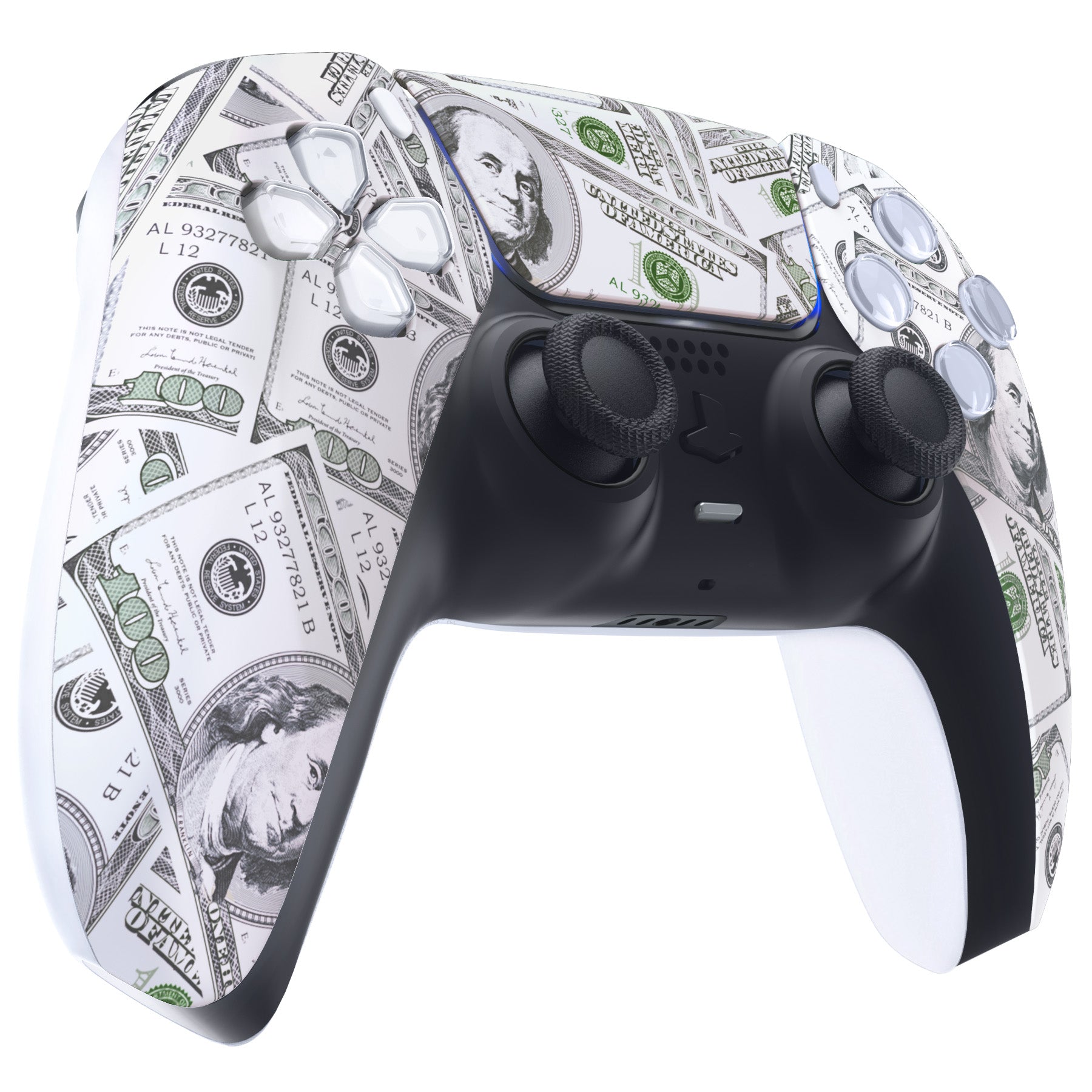 eXtremeRate $100 Cash Money Pattern Touchpad Front Housing Shell for PS5 Controller BDM-010/020/030/040/050 - DIY Replacement Shell & Custom Touch Pad Cover (ZPFS2003G3) - Perfect for Gaming Enthusiasts & Custom Controller Mods