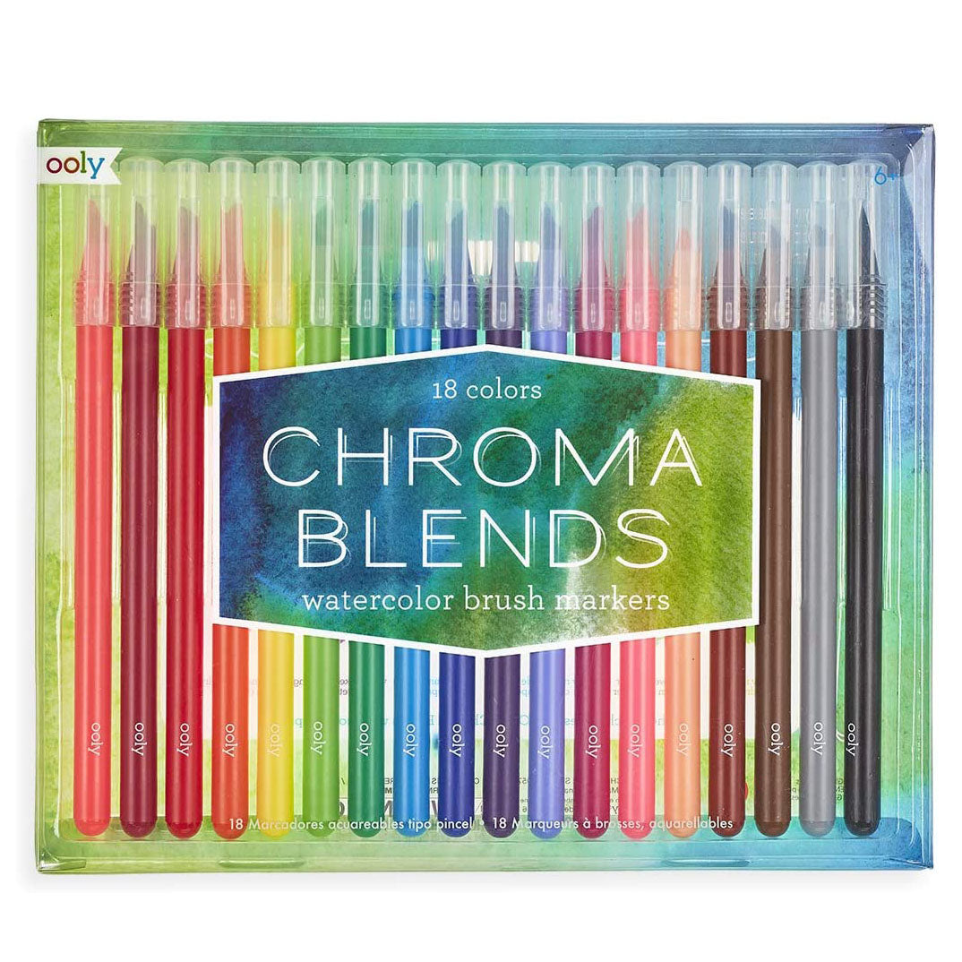 Chroma Blends Watercolor Brush Markers - Set of 18 Vibrant Colors for Artists, Calligraphy & DIY Craft Projects - Perfect for Sketching, Journaling & Watercolor Painting