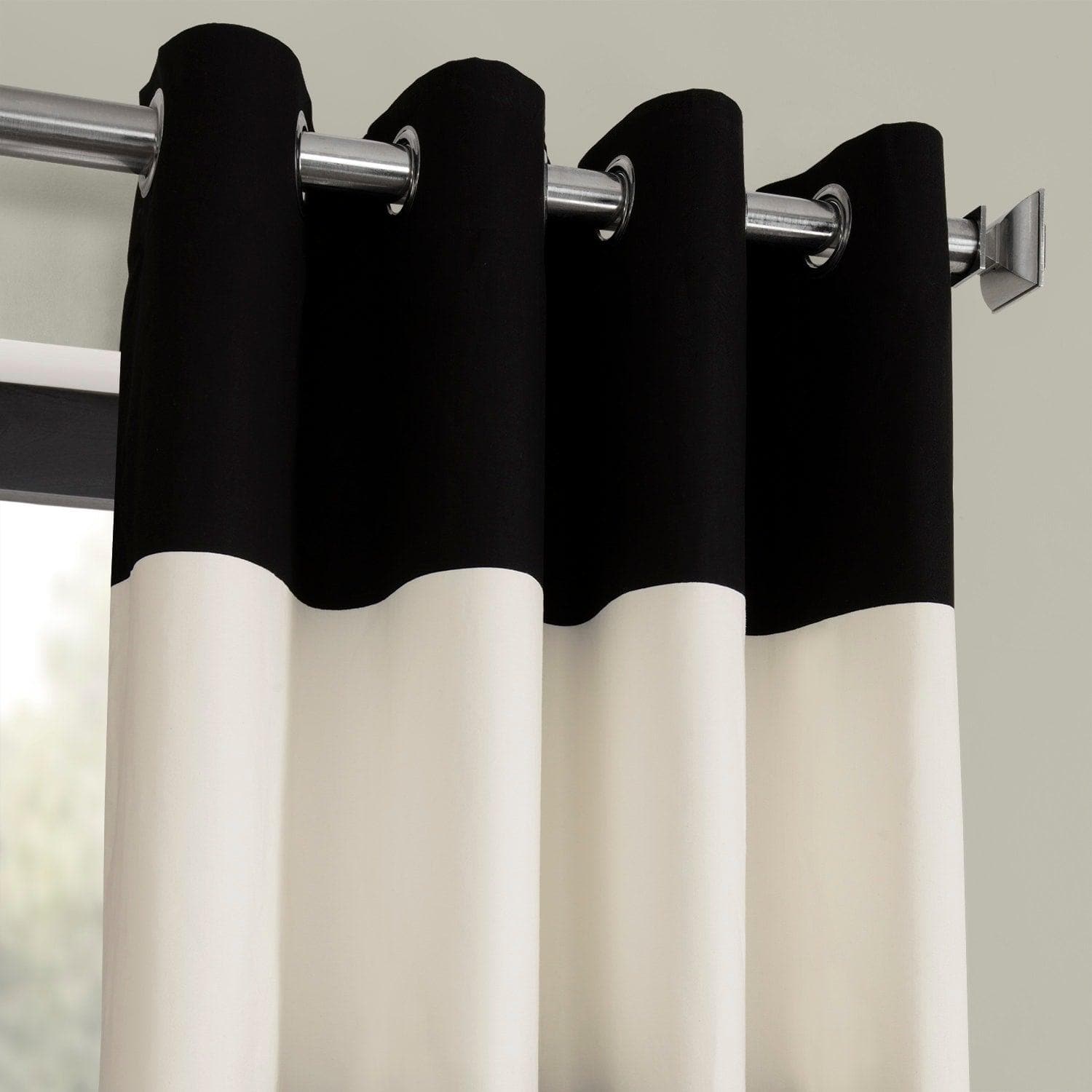 Onyx Black & Off White Striped Blackout Curtains - Thermal Insulated Grommet Top Window Drapes for Bedroom & Living Room - Noise Reducing & Light Blocking Home Decor