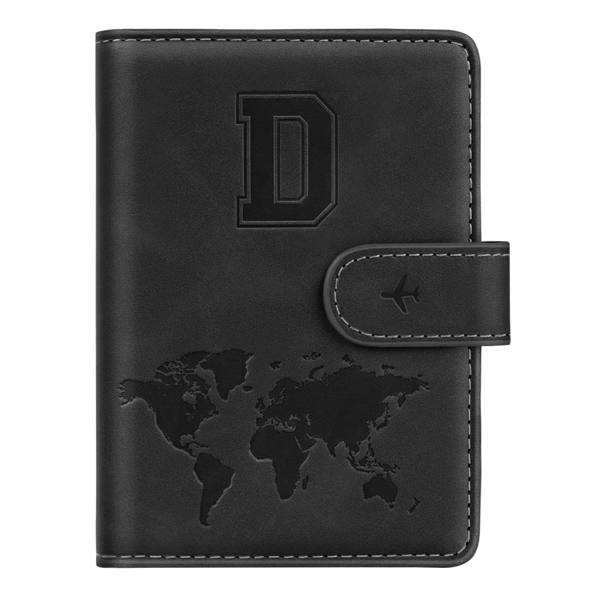 Personalized RFID Blocking Passport Holder Wallet Cover - Monogram Letter A-Z Travel Wallet Case for Women & Men (Black) - Perfect for Airports, Vacations & International Travel