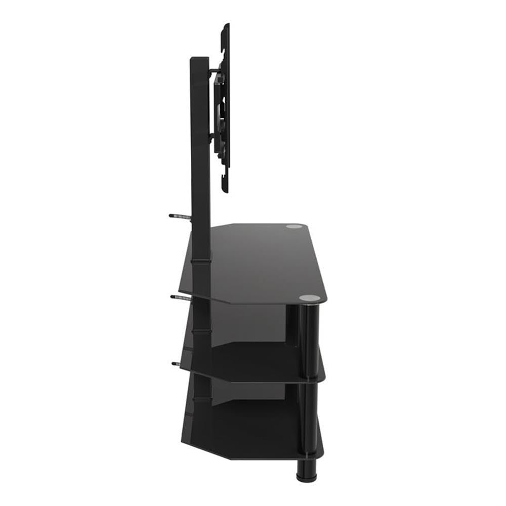 AVF Black Steel and Glass TV Stand with Mount for 60 Inch Flat Screen TVs - Perfect for Living Room, Bedroom, or Home Theater Setup