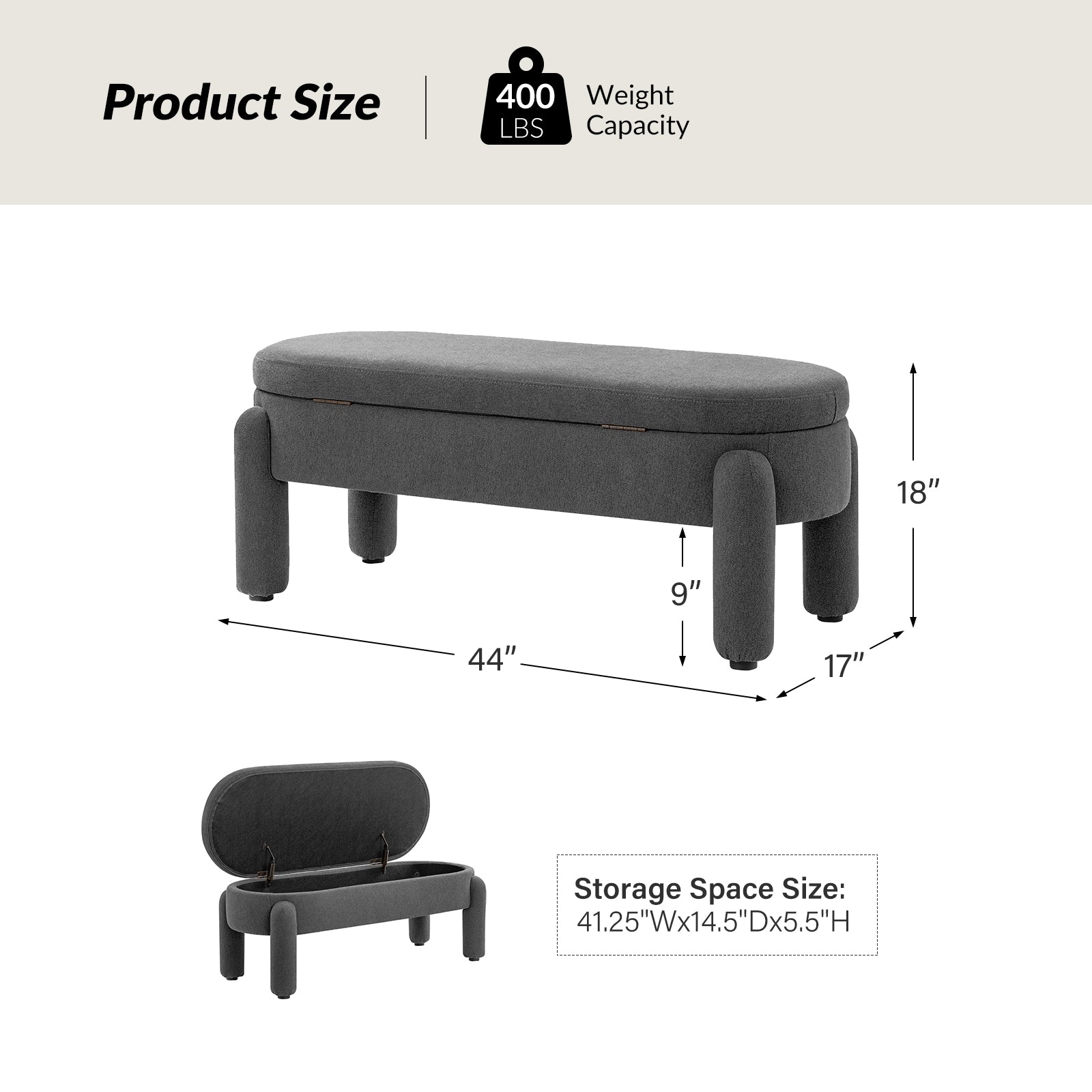 Flavio Storage Bench with Waterproof Fabric - Stylish Entryway Seat & Shoe Storage Organizer for Living Room, Bedroom, or Mudroom