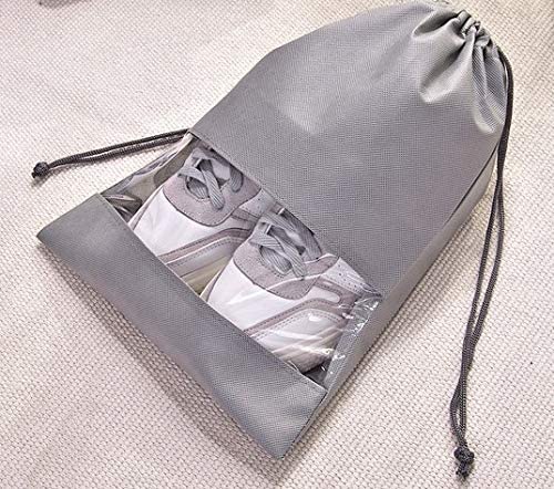 24-Piece Non-Woven Shoe Storage Bags - Portable Travel Shoe Covers with Drawstring, Grey - Perfect for Organizing Shoes in Luggage, Gym Bags & Closet Storage