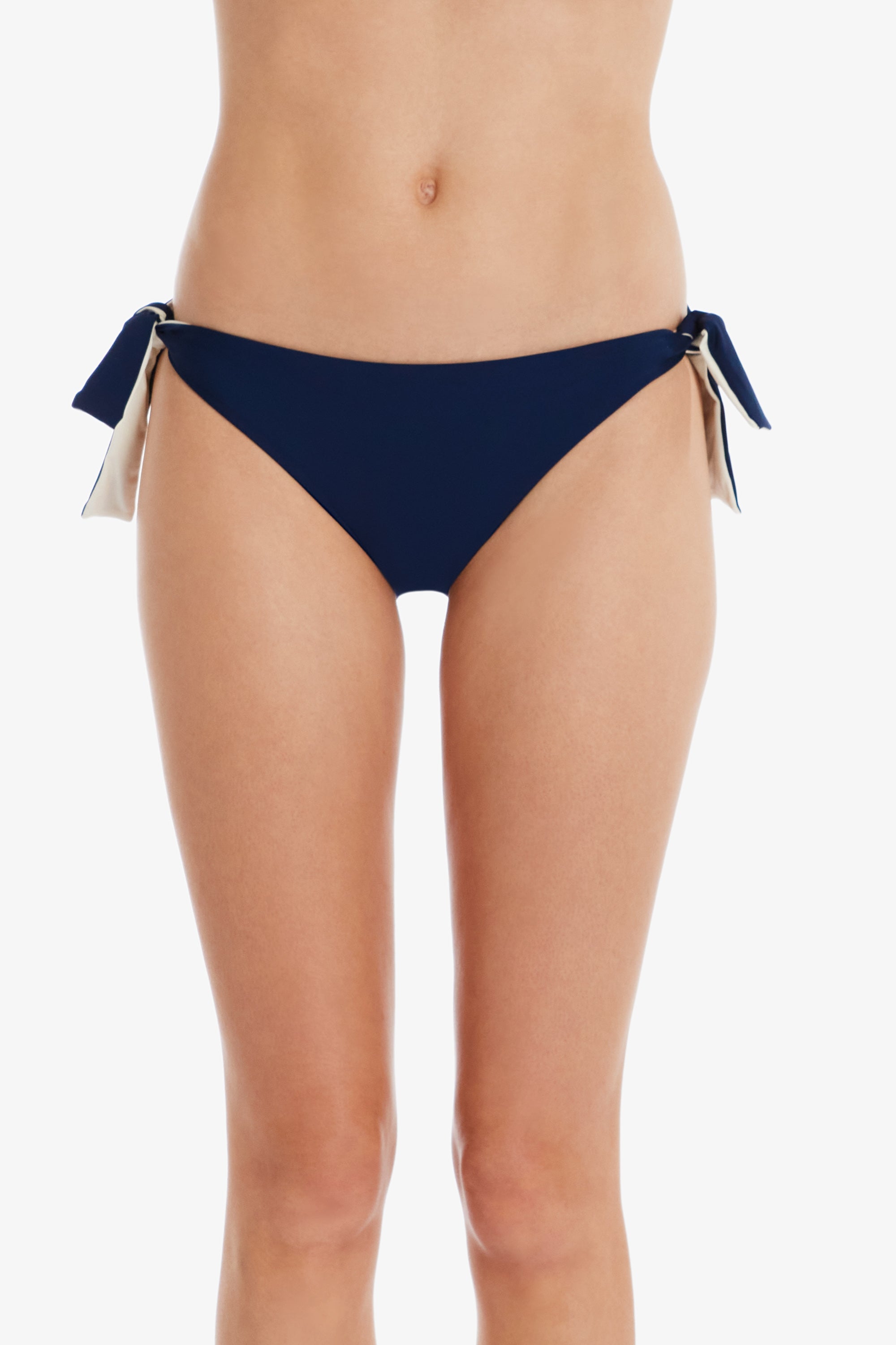 Reversible Tie Hipster Underwear for Women - Navy & Ivory - Comfortable High Waist Panties for Everyday Wear and Lounge