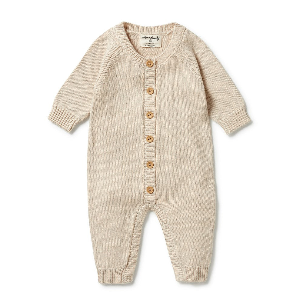 Baby Knitted Button Growsuit - Soft Cotton Romper for Newborns & Infants | Perfect for Playtime, Sleepwear & Photo Shoots