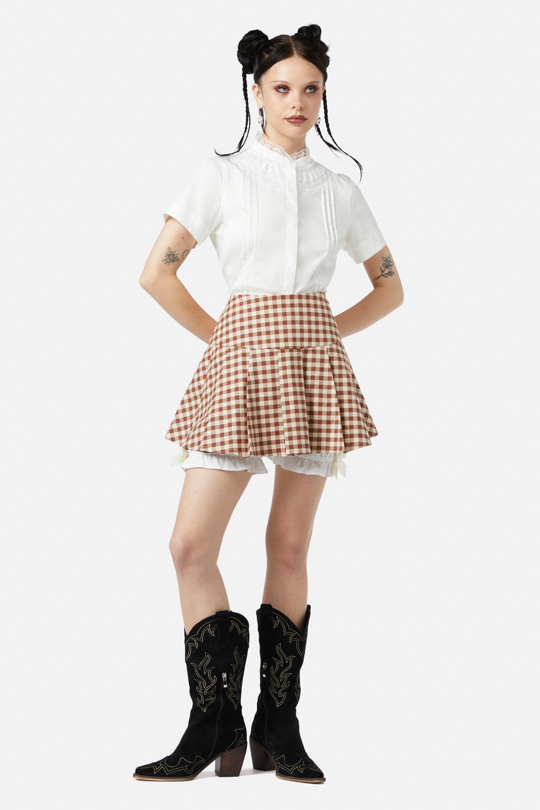 Stylish Saloon Gingham Skort - Women's High Waist Pleated Tennis Skirt with Shorts - Perfect for Golf, Tennis & Summer Outfits