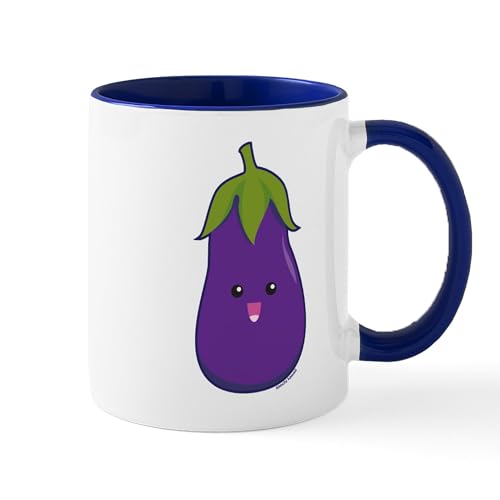 White/Navy Inside - Eggplant Mug