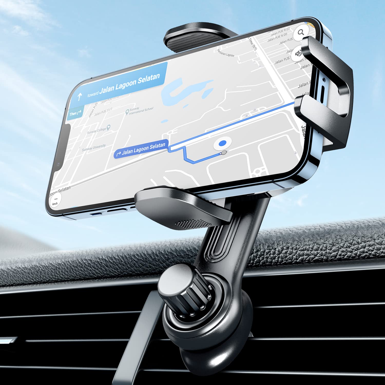 eSamcore Universal Car Vent Phone Mount Holder - Adjustable Swing Arm Air Vent Clip for iPhone 16/15/14/13 Pro Max & Android Phones 4.7