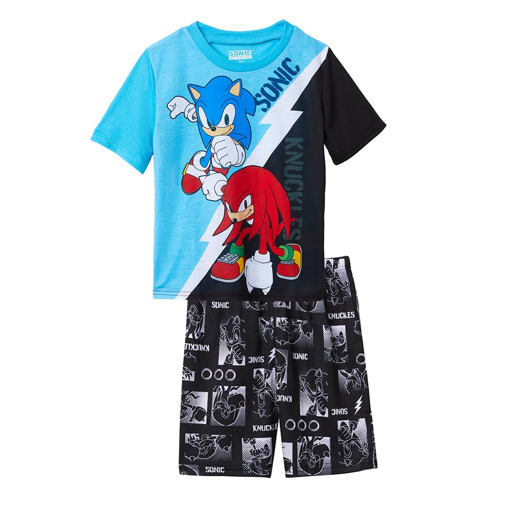 Sonic The Hedgehog Boys' Pajama Set - 2 Piece Shorts & Sleep Shirt for Kids | Soft & Comfortable Sleepwear for Bedtime & Lounging