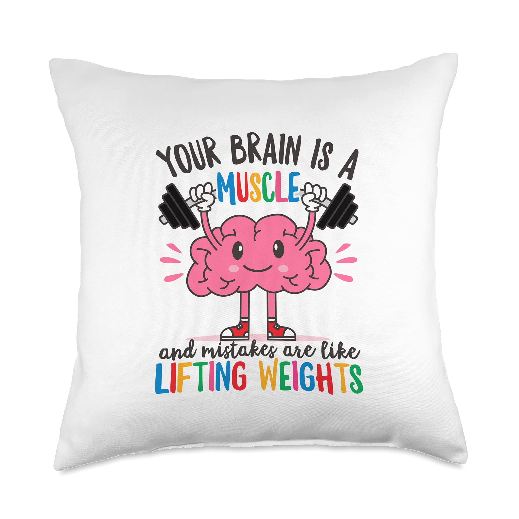 Growth Mindset Quotes Smart Throw Pillow 18x18 - Motivational Decor for Office, Classroom & Home - Multicolor Inspirational Cushion for Brain Training & Positive Thinking