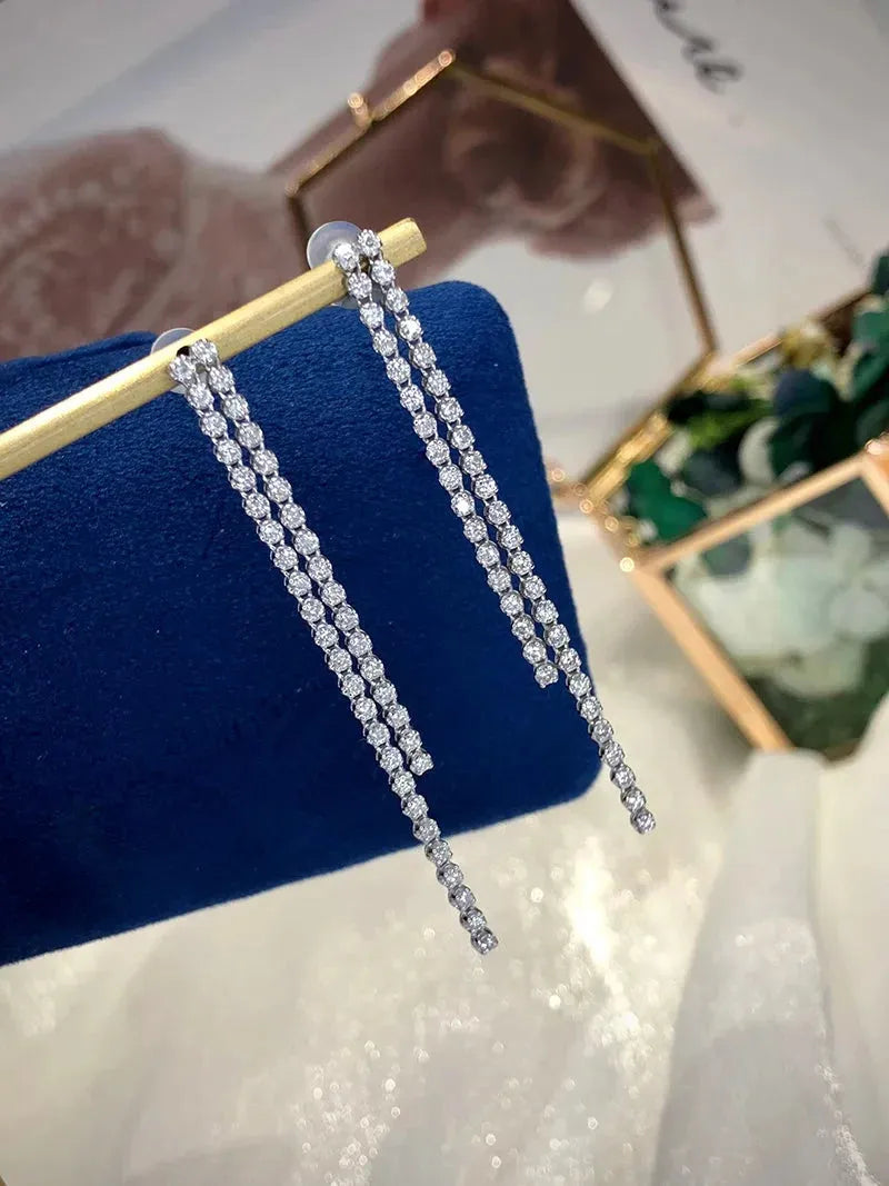 18K White Gold Diamond Drop Earrings for Women - 1.06 Carat Natural Diamond Luxury Tassel Earrings - Perfect for Weddings, Parties & Special Occasions