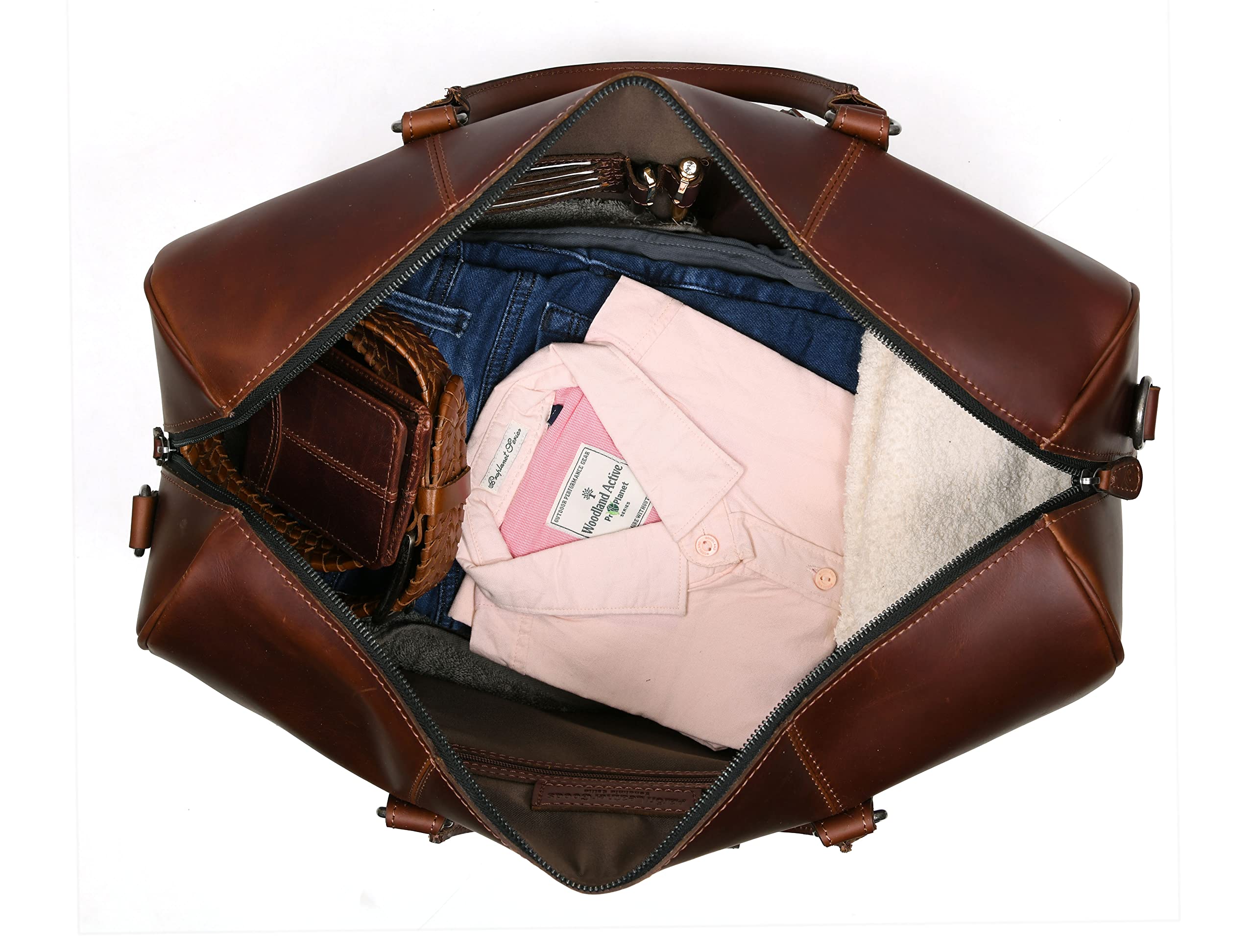 Premium Genuine Leather Travel Duffel Bag - Waterproof Gym & Sports Weekender Bag - Airplane Approved Carry-On Luggage - Perfect Father's Day Gift for Men by Aaron Leather Goods - Ideal for Business Trips, Gym Workouts & Weekend Getaways