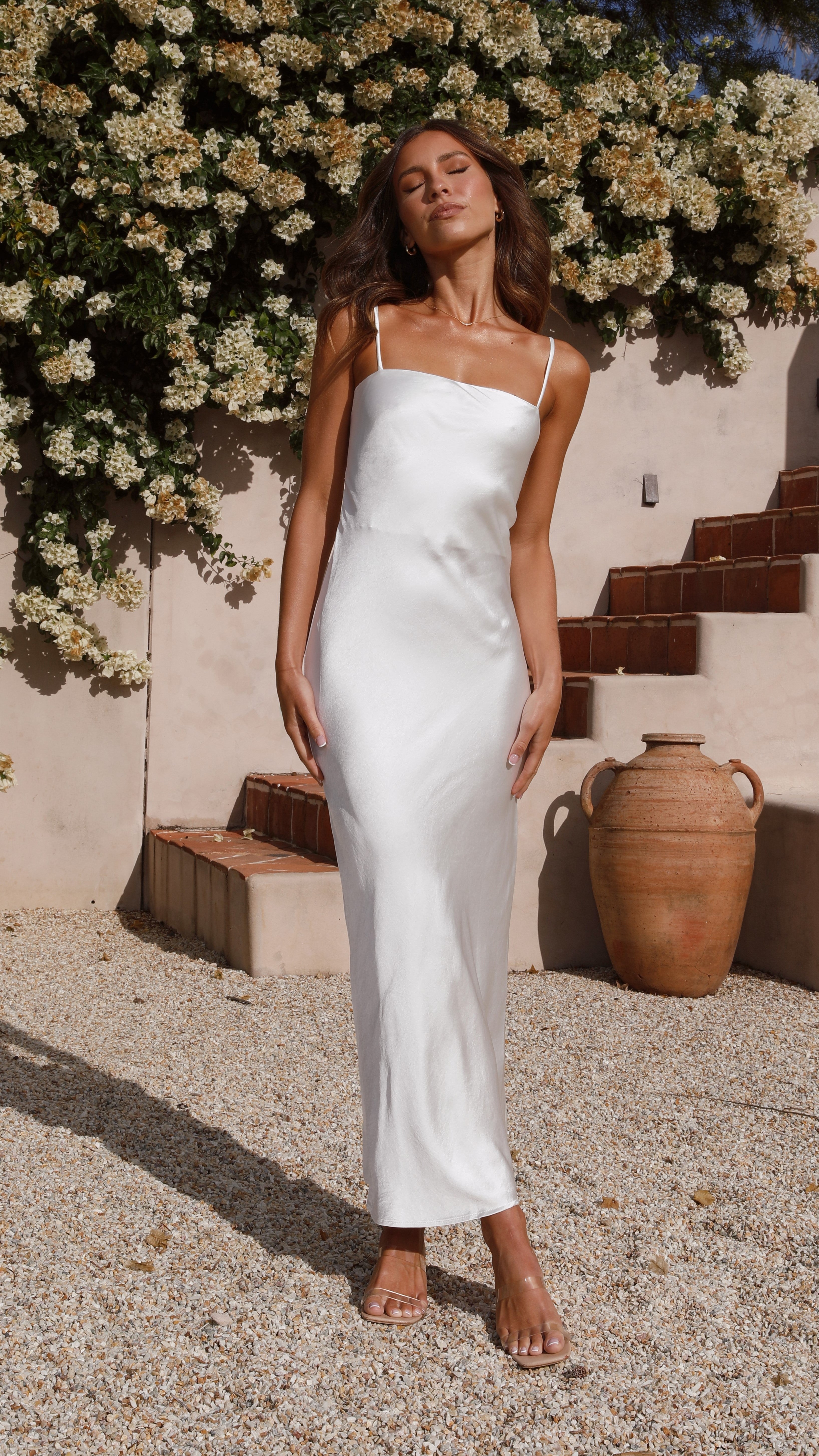 Keira Maxi Dress with Pearl Embellishments - Elegant Long Flowy Dress for Women - Perfect for Weddings, Parties & Summer Outings