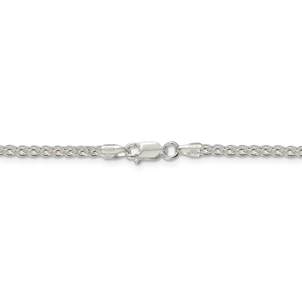 2.5mm Sterling Silver Round Solid Spiga Chain Necklace - Elegant Black Bow Pendant for Women, Gift for Her, Perfect for Daily Wear & Special Occasions