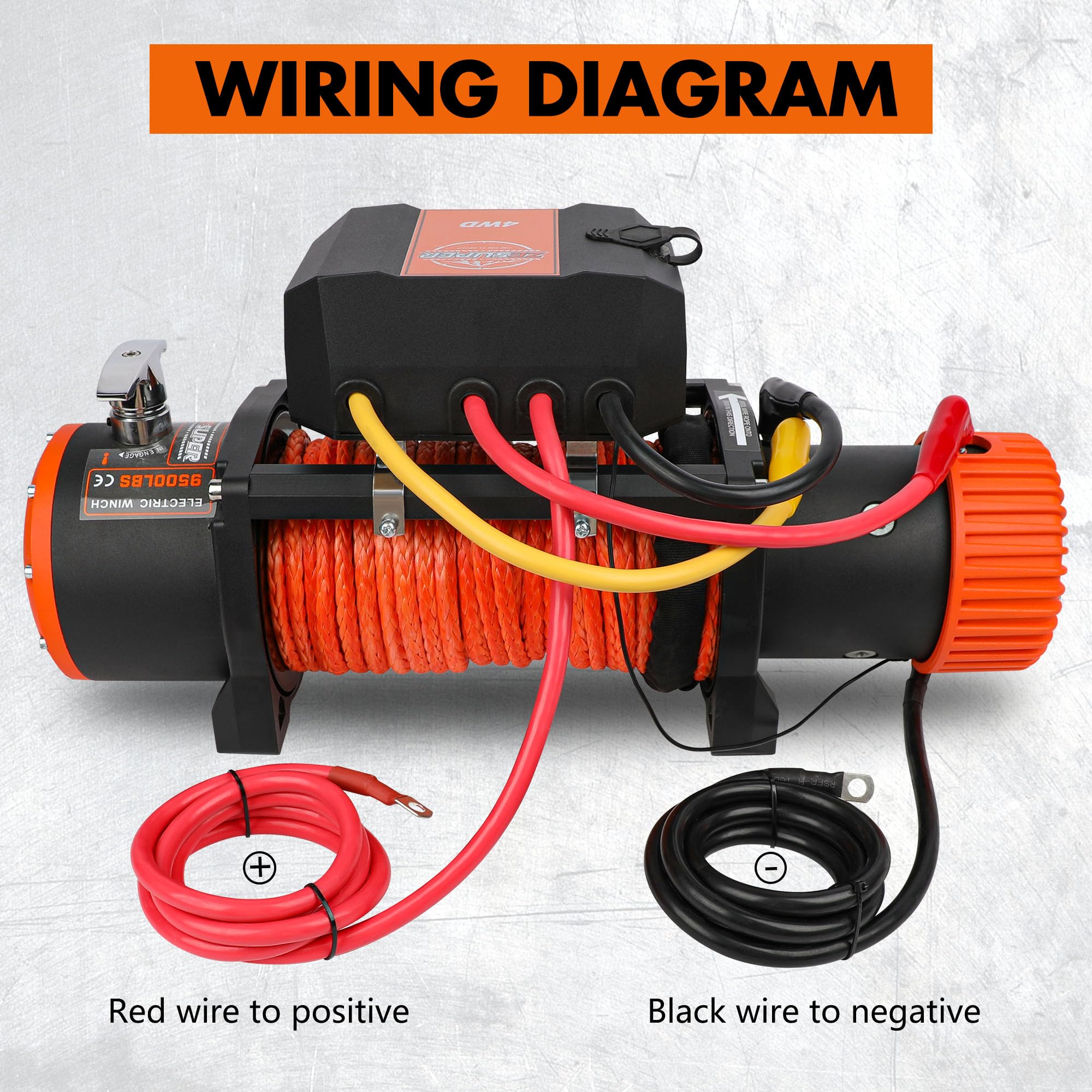 ZESUPER 9500 lb Electric Winch - 12V Heavy Duty Winch with Hawse Fairlead, IP67 Waterproof, Wireless Remote & Wired Handle, Synthetic Rope - Ideal for Off-Roading, Towing, and Marine Applications