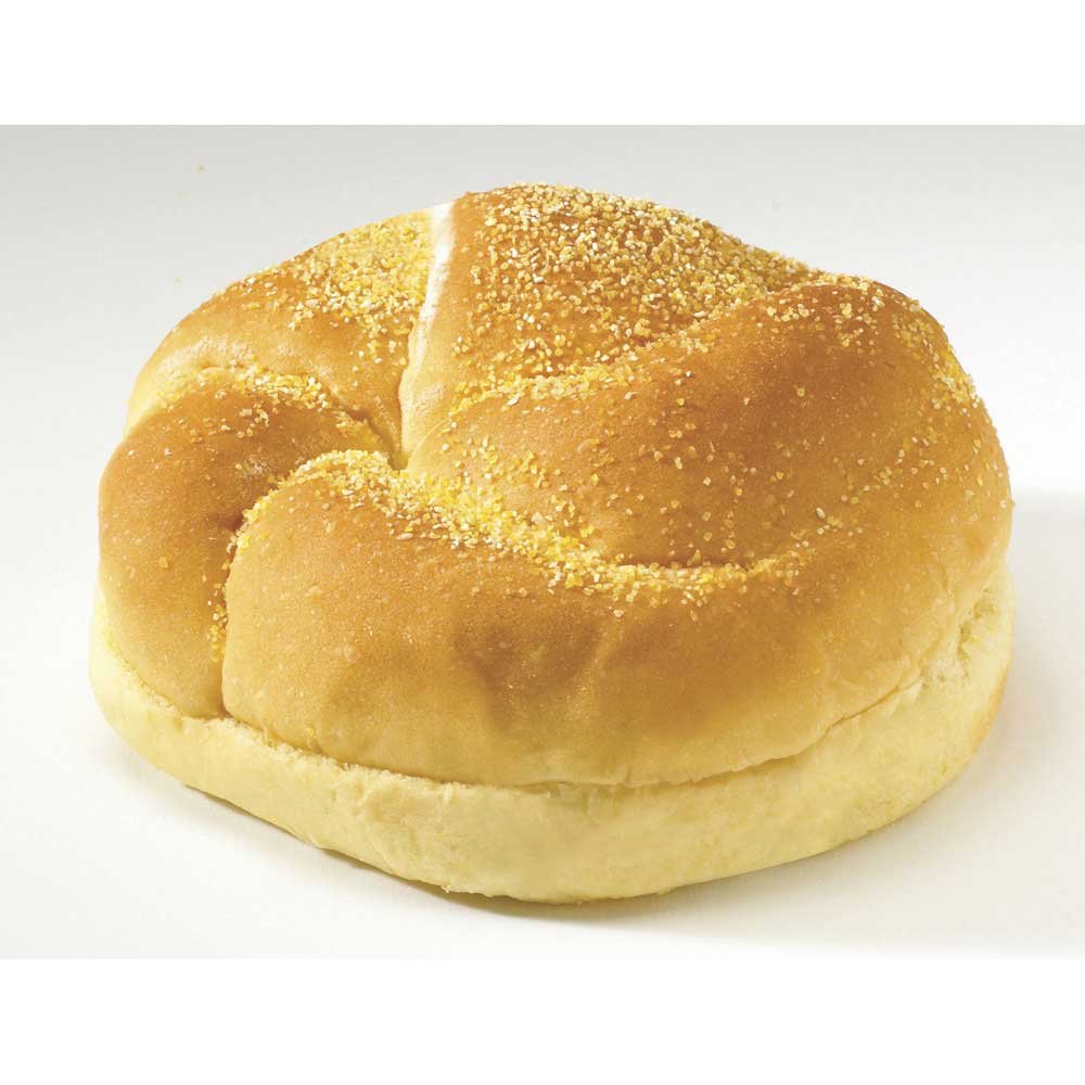 Flowers Foods European Bakers Corn Dusted Golden Kaiser Sandwich Buns - 4.5 Inch (12 Buns per Pack, 6 Packs per Case) - Perfect for Sandwiches, Burgers, and Dinner Rolls