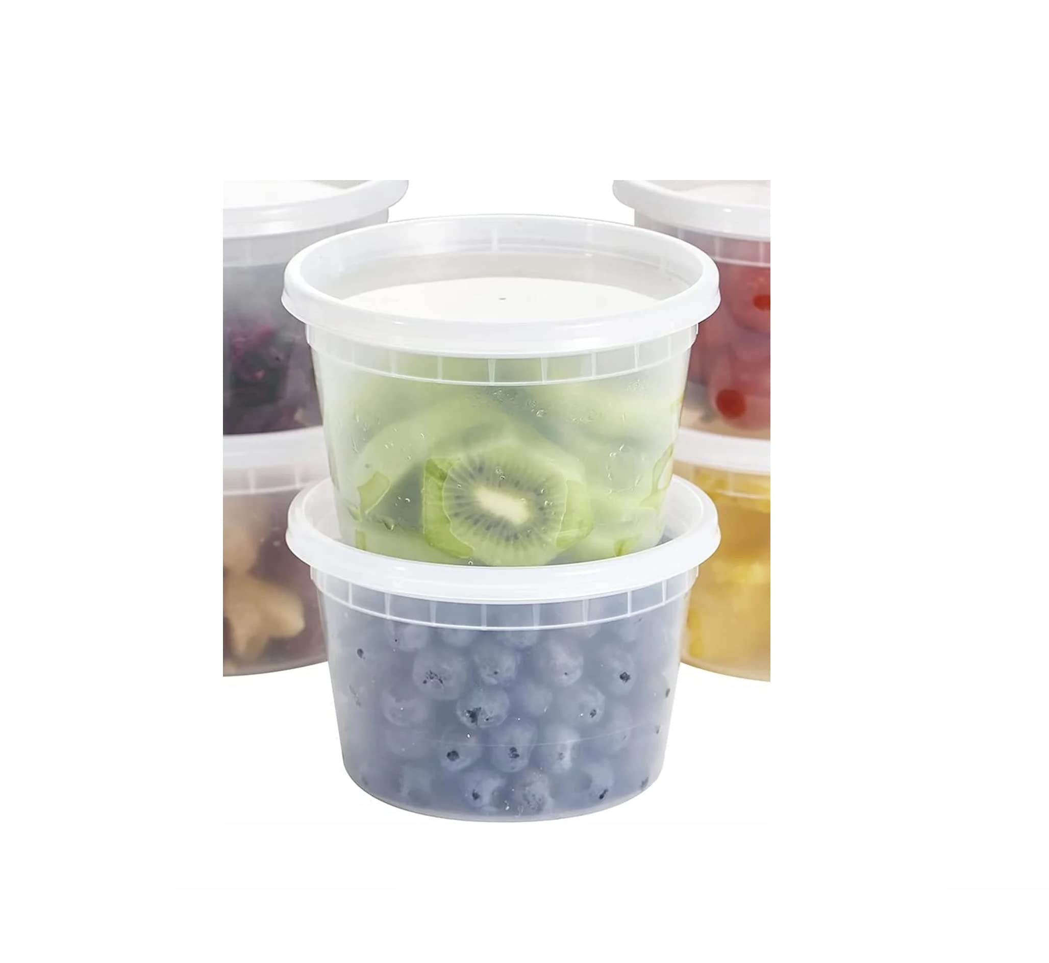 16 oz Clear Plastic Food Storage Containers with Lids - 48 Pack (48 Cups & 48 Lids) - Airtight Leakproof for Deli Foods, Fruits, Meal Prep, Kids Slime & DIY Crafts - Perfect for Home, Office, School & Picnics