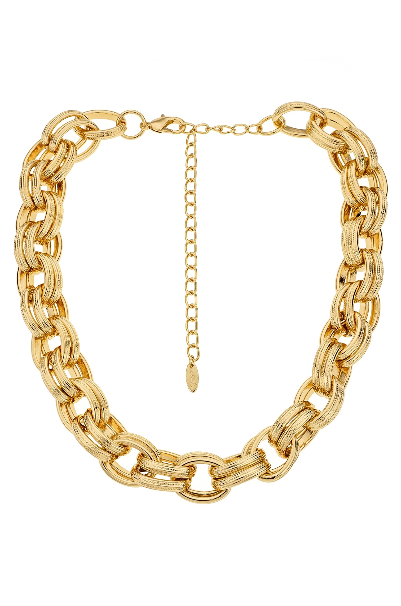 Ettika Chunky Gold Necklace for Women - 18k Gold Plated Bold Statement Chain Jewelry - Perfect for Parties, Date Nights & Special Occasions