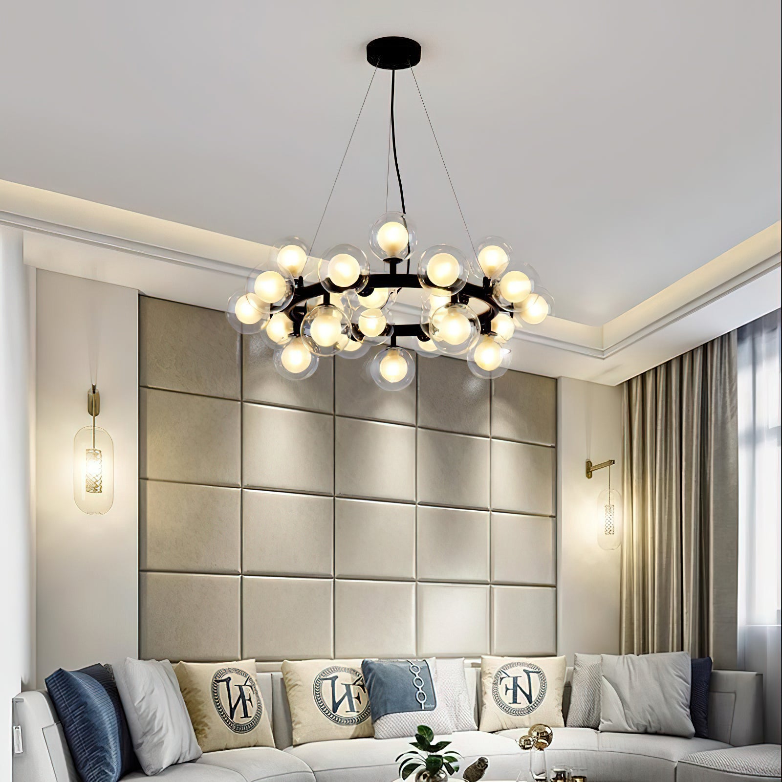 Stylish Bubble Ball Chandelier - Modern Crystal Glass Pendant Light Fixture for Dining Room, Bedroom & Living Room Decor | Perfect for Home, Hotel and Wedding Venue Lighting