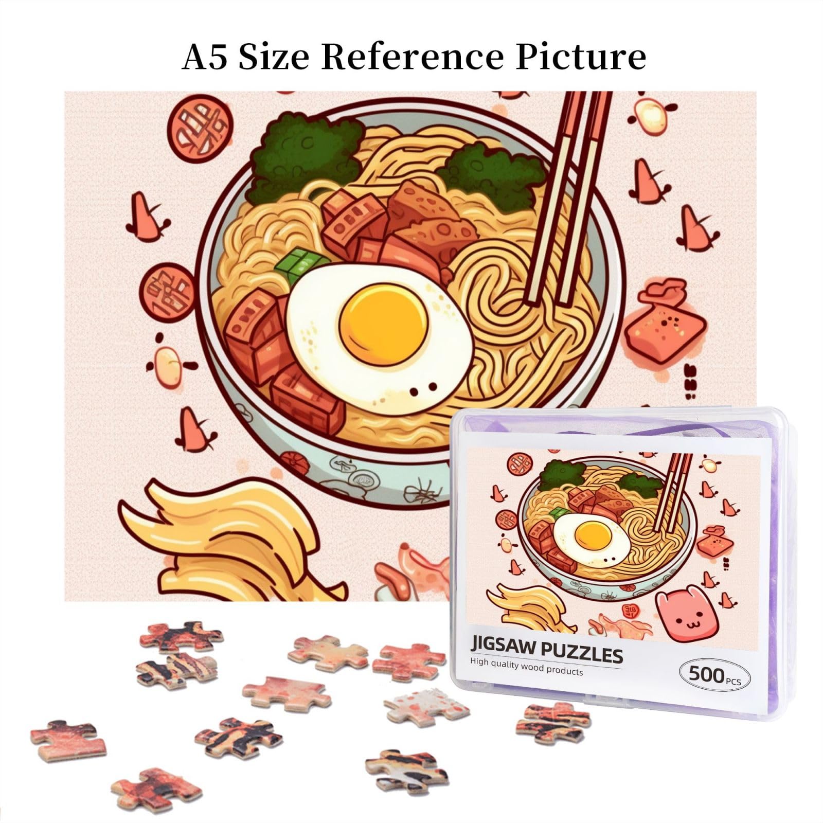 500-Piece Delicious Sweet Ramen Jigsaw Puzzle - Wooden Photo Puzzle for Adults, Personalized Picture Puzzle - Classic Family Board Game for Wedding, Birthday & Valentine's Day Gifts (20.4
