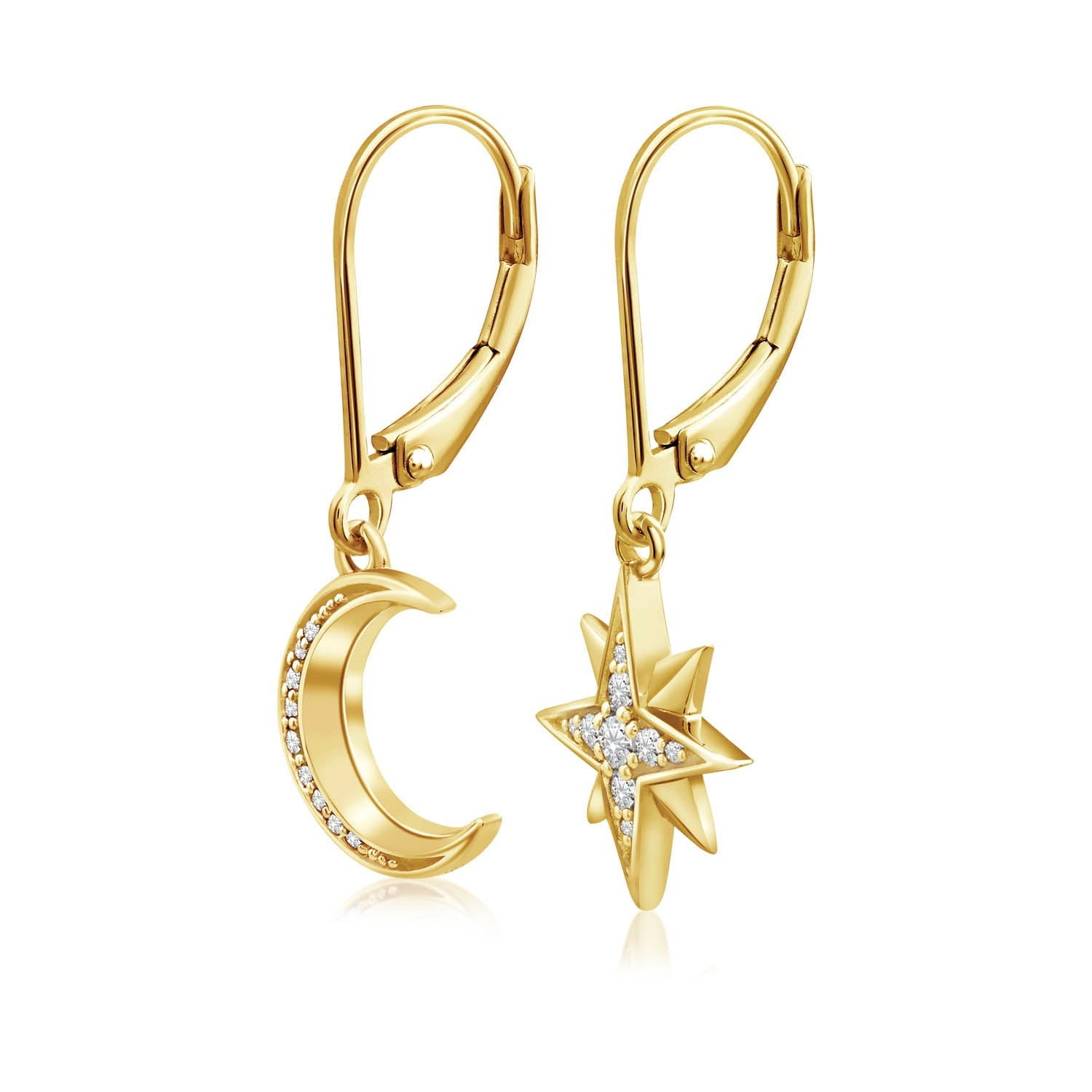 Moon & Stars Mismatched Drop Earrings for Women - Boho Celestial Jewelry for Parties, Date Night & Everyday Wear