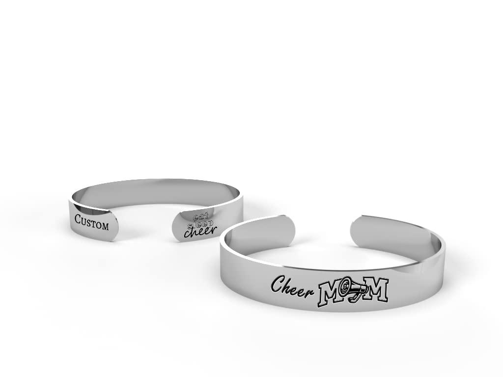 Custom Name Bracelet for Women - Personalized Sports Mom Gift - Engraved Adjustable Cuff for Running, Yoga & Everyday Wear