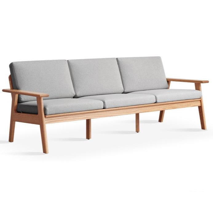 Japanese Style 3-Seater Fabric Sofa - Solid Oak & Pine Wood Frame - Perfect for Living Room, Lounge, or Zen Home Decor